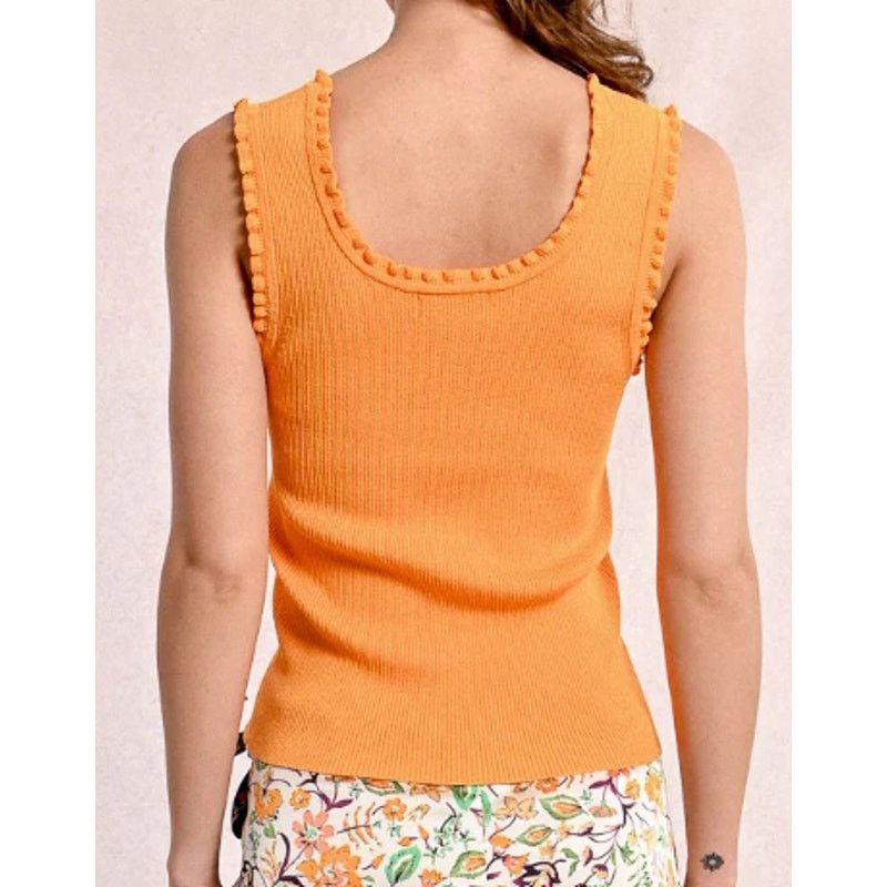 Other NEW Molly Bracken Ribbed Tank Top w/Ruffles in Orange Large Size L / US 10 / IT 46 - 2 Thumbnail