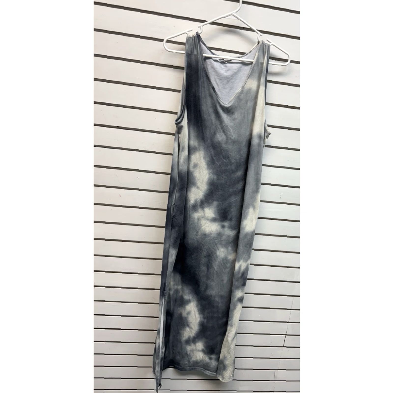 Vintage Jen & Co Boho Dress Maxi Tie Dye Sleeveless V-Neck Long Casual Women L White Grunge Streetwear Indie Festival Slouchy Size L / US 10 / IT 46 - 2 Thumbnail
