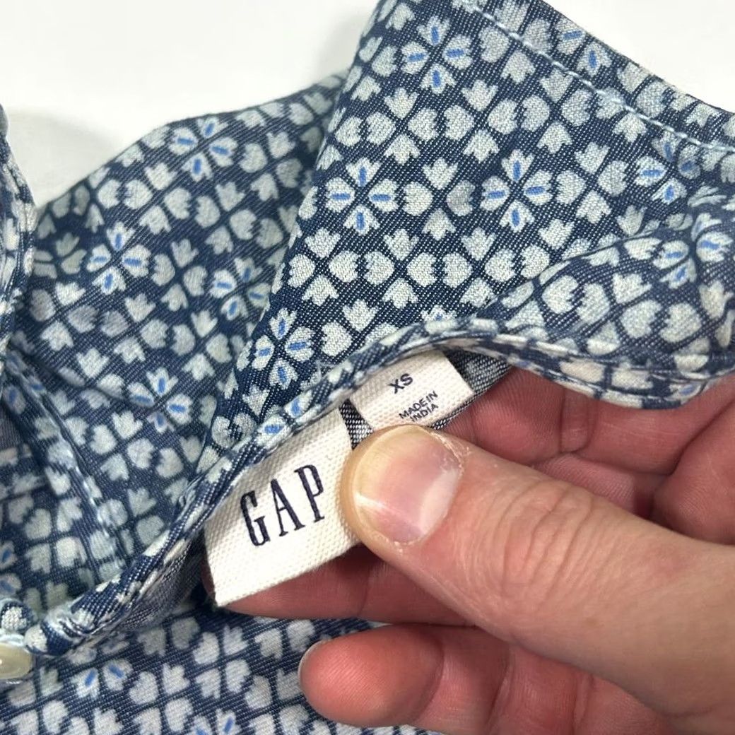 Gap Gap Blue & White Summer Casual Swing Midi Dress XS A-Line Tank Dress Knee Length Women Size XS / US 0-2 / IT 36-38 - 6 Thumbnail