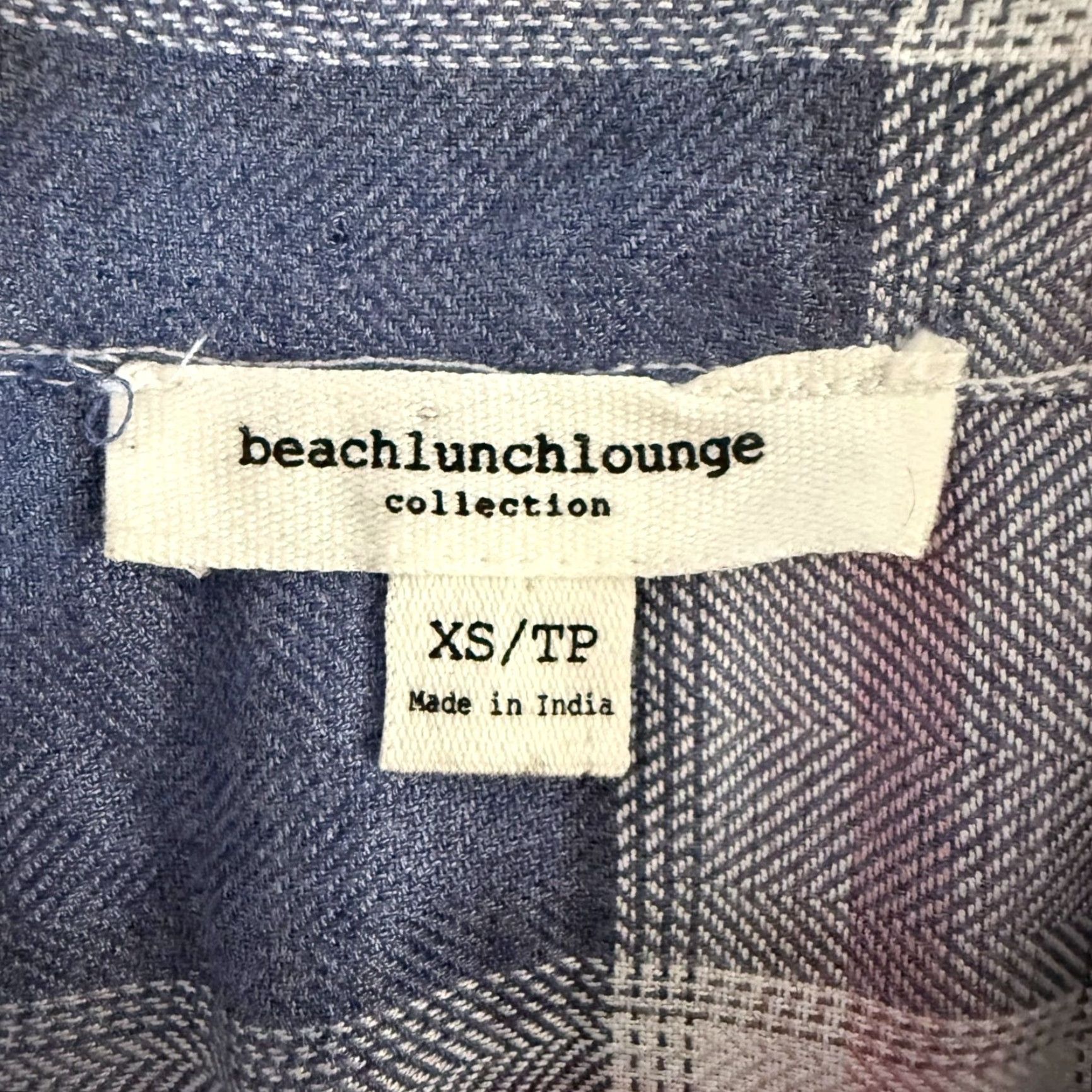 Vintage Beach Lunch Lounge Shirt Women's XS Blue Travel Coastal Vacation Button-Up Plaid Size XS / US 0-2 / IT 36-38 - 7 Thumbnail
