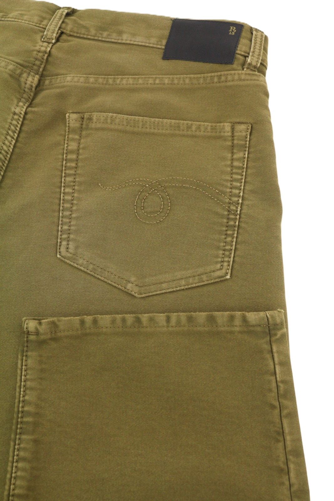 R13 BOYFRIEND 29 Olive Garment Dyed Moleskin Faded FW25 86536 Size 29" - 5 Thumbnail