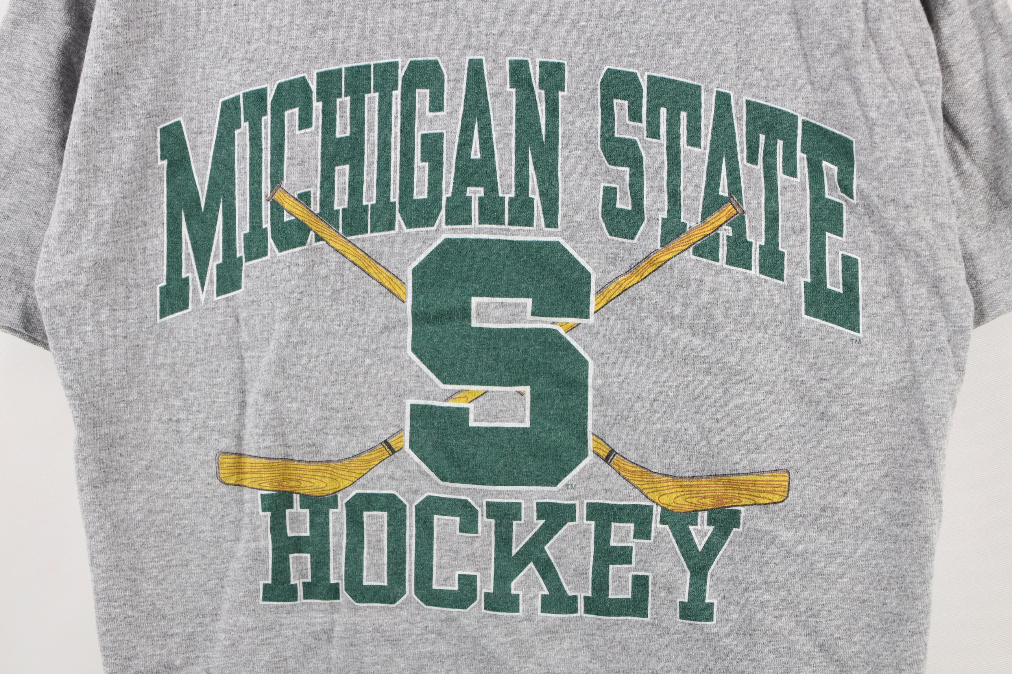 Vintage Vintage 90s Michigan State University Hockey T-Shirt Gray Size US M / EU 48-50 / 2 - 4 Thumbnail