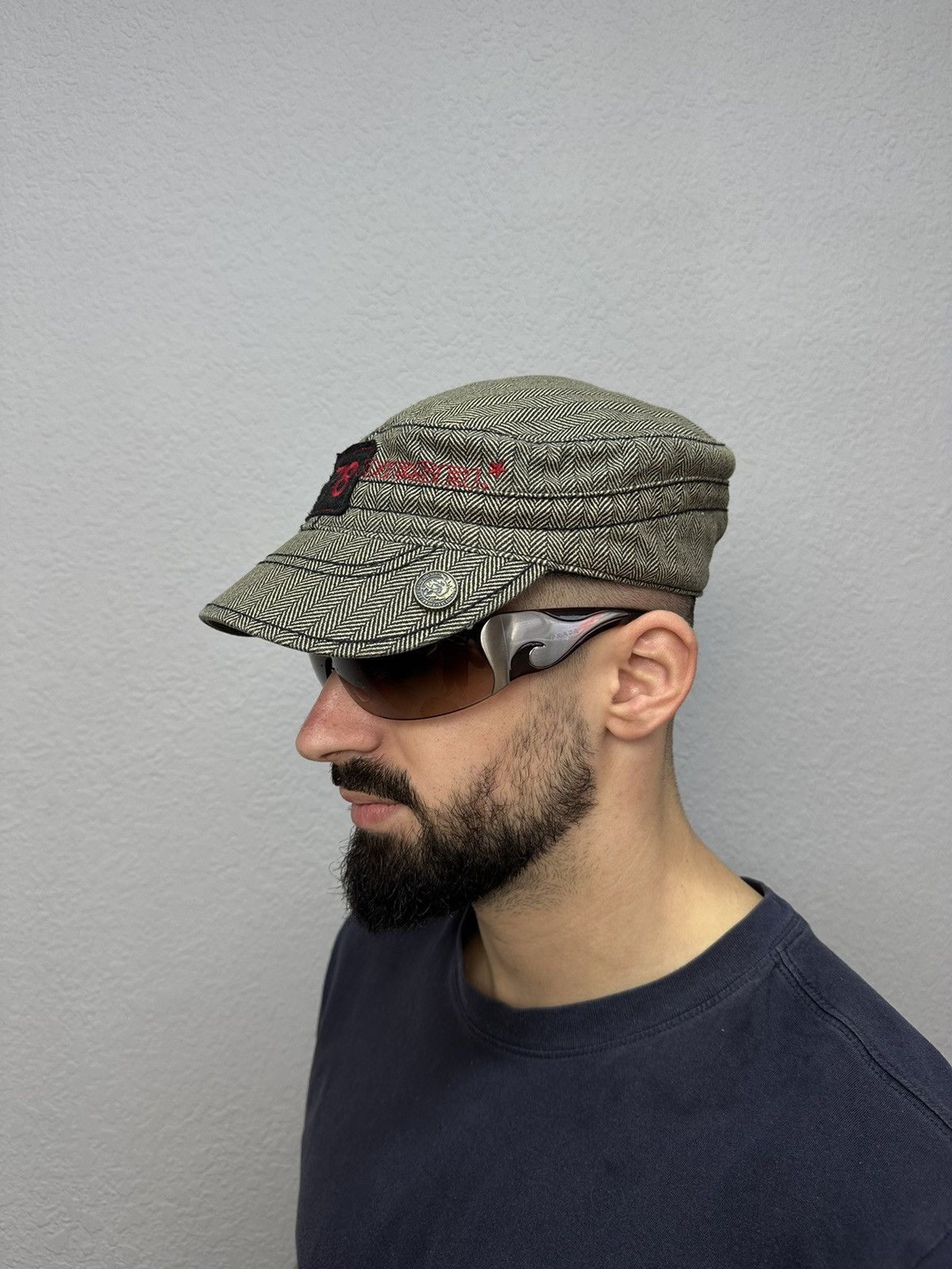 Diesel × Vintage Vintage Diesel Tweed Cap Big Logo Y2K Adjustable One Size Size ONE SIZE - 1 Thumbnail