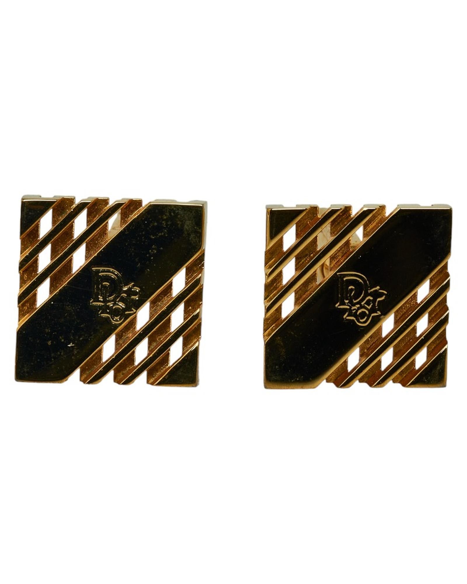 Gold Square Cufflinks With Dior Logo, Men's Product Image