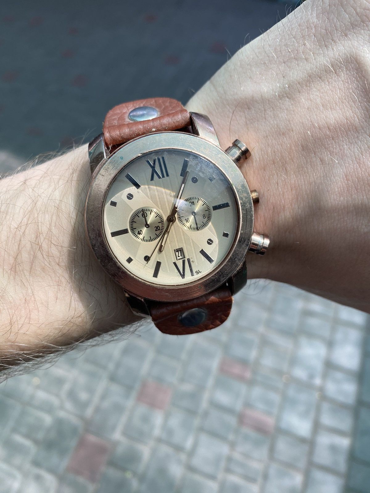 Jewelry Men's retro Watch. Brown Leather Size ONE SIZE - 3 Thumbnail