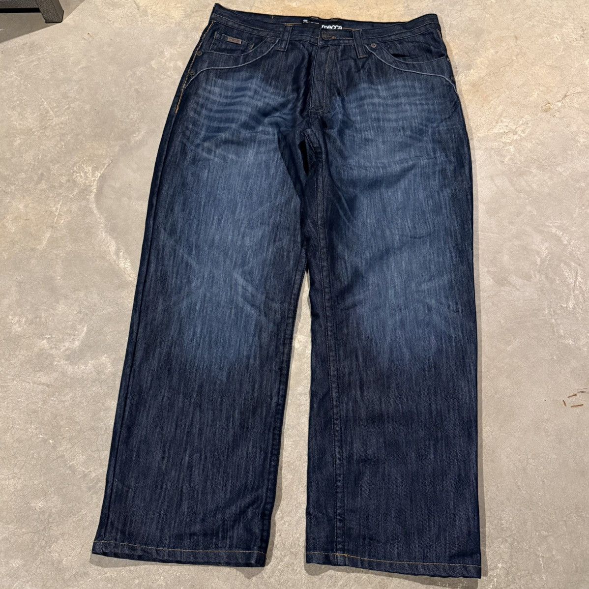 Mecca Vintage 2000s Mecca Faded Embroidered Baggy Jeans Y2K Grunge Size US 41 - 5 Thumbnail