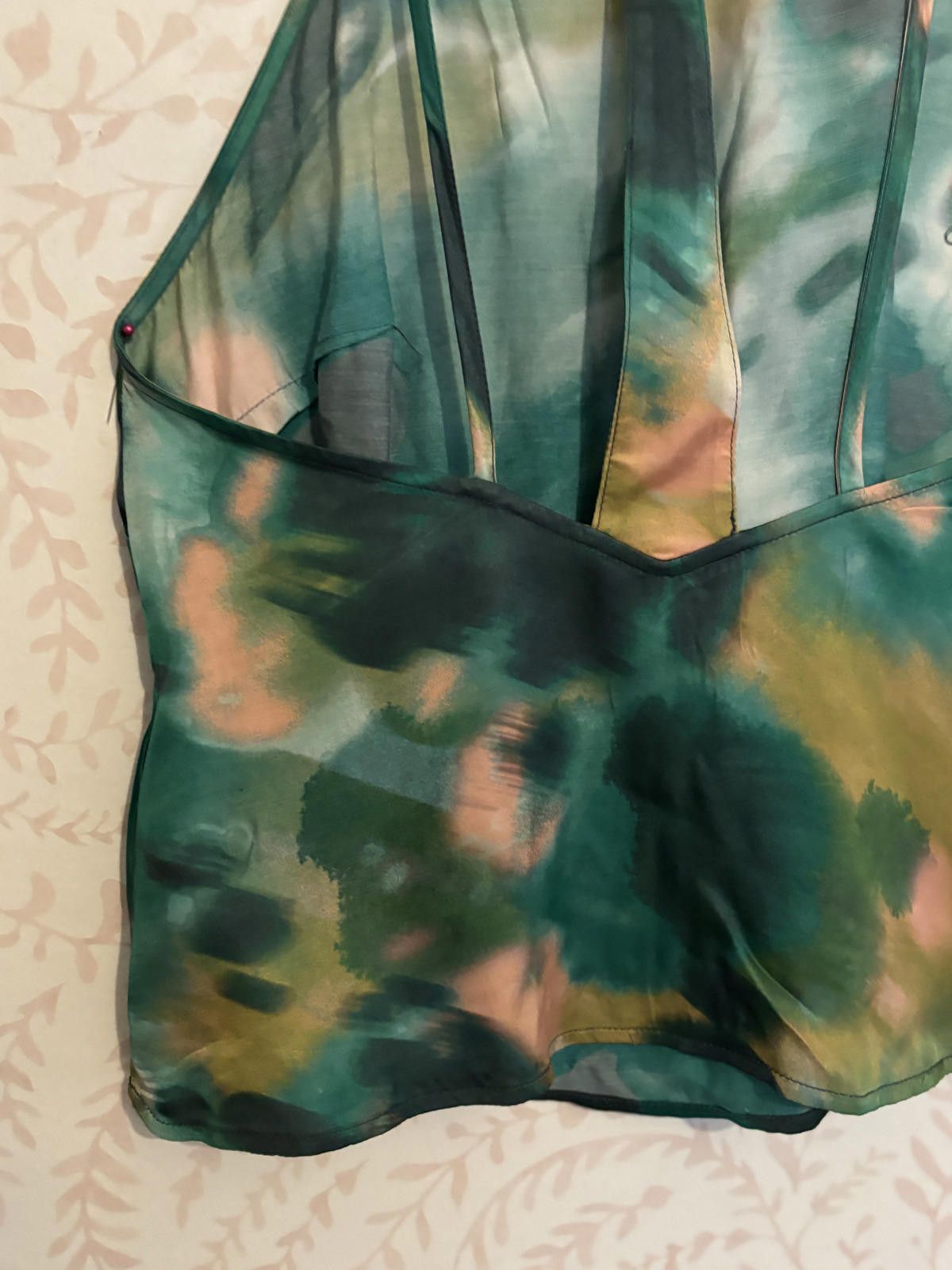 Other Anthropologie Silky Green Tie-Dye Tank Top with Strappy Back Size S / US 4 / IT 40 - 7 Thumbnail