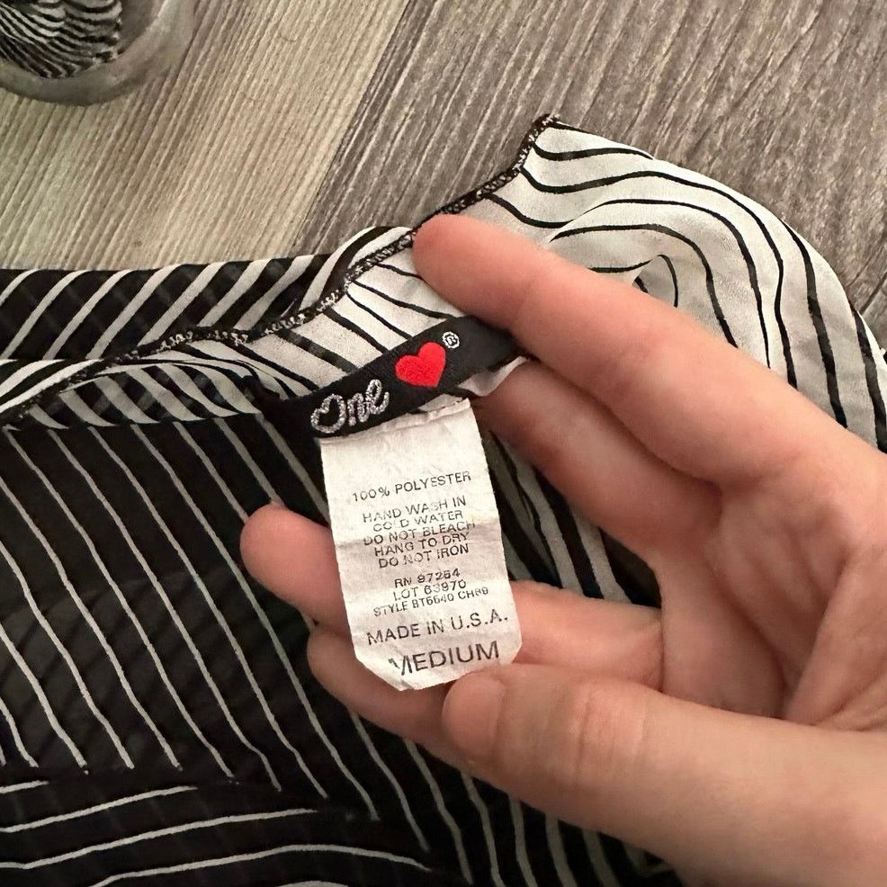 Other one heart vintage cold shoulder white black striped blouse Size M / US 6-8 / IT 42-44 - 2 Thumbnail