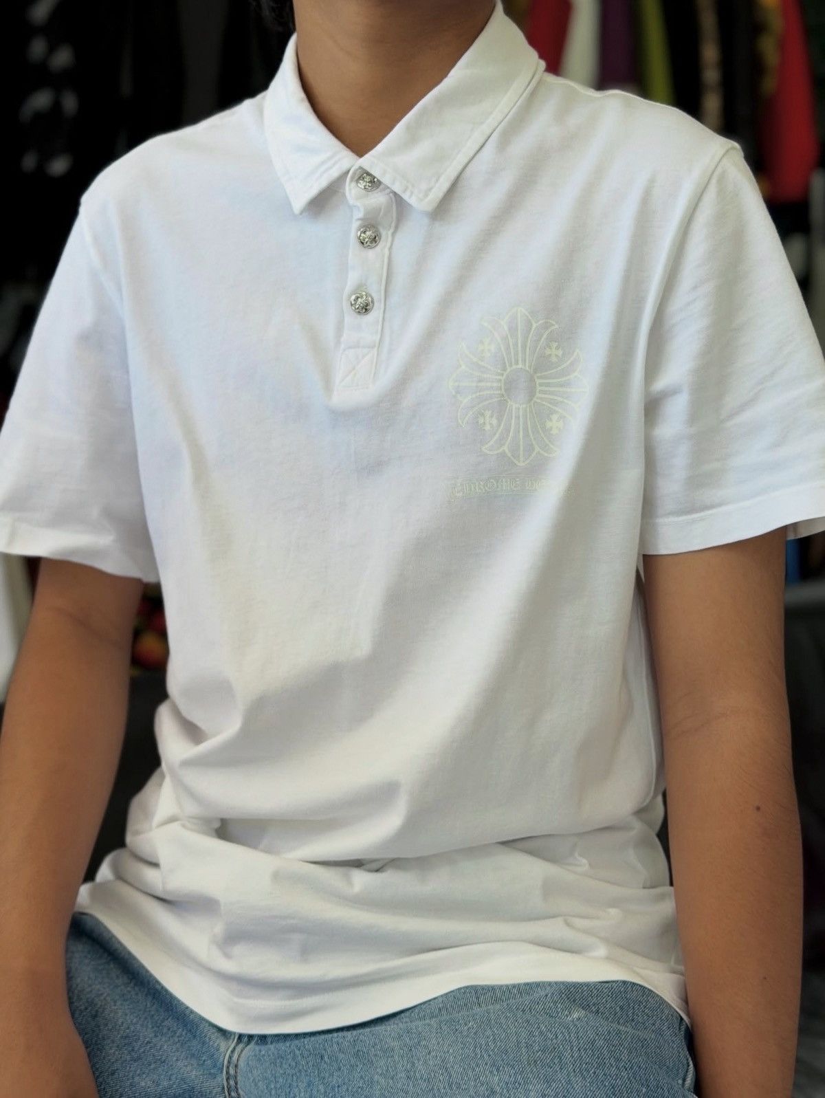 Chrome Hearts 2000s Chrome Hearts - Tonal Cross Polo Shirt Size US M / EU 48-50 / 2 - 11 Thumbnail