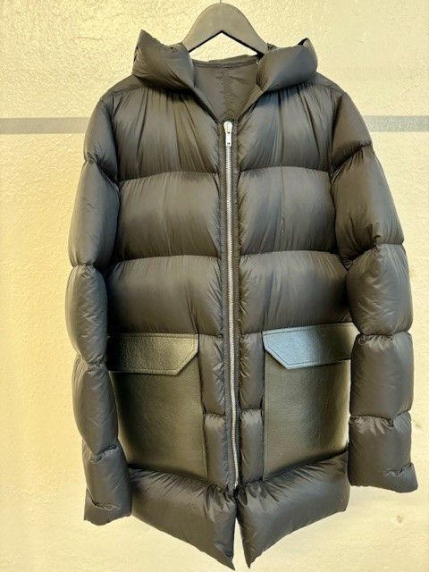 image of Rick Owens Zip Front Goose Down Parka in Black, Men's (Size Large)