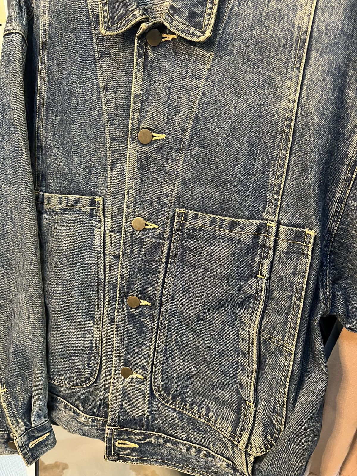Vintage Vintage 80's Denim Jacket Scovill Button Rare Design Size US L / EU 52-54 / 3 - 3 Thumbnail