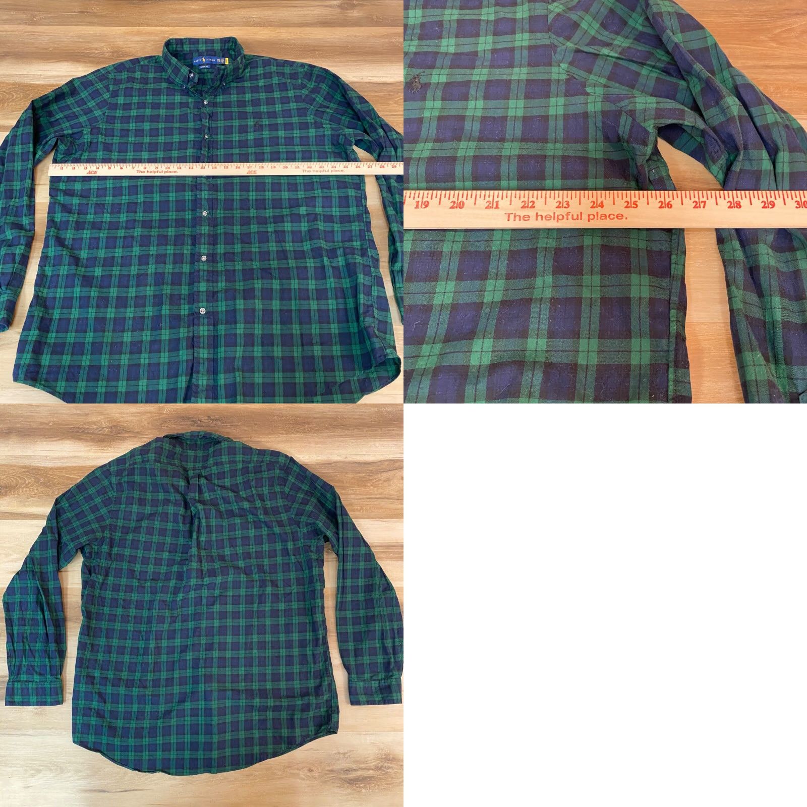 Ralph Lauren Ralph Lauren Shirt Button Down Cotton Medium XXL Green Blue Tartan Plaid, Classic, Preppy, Men Size US XXL / EU 58 / 5 - 8 Thumbnail