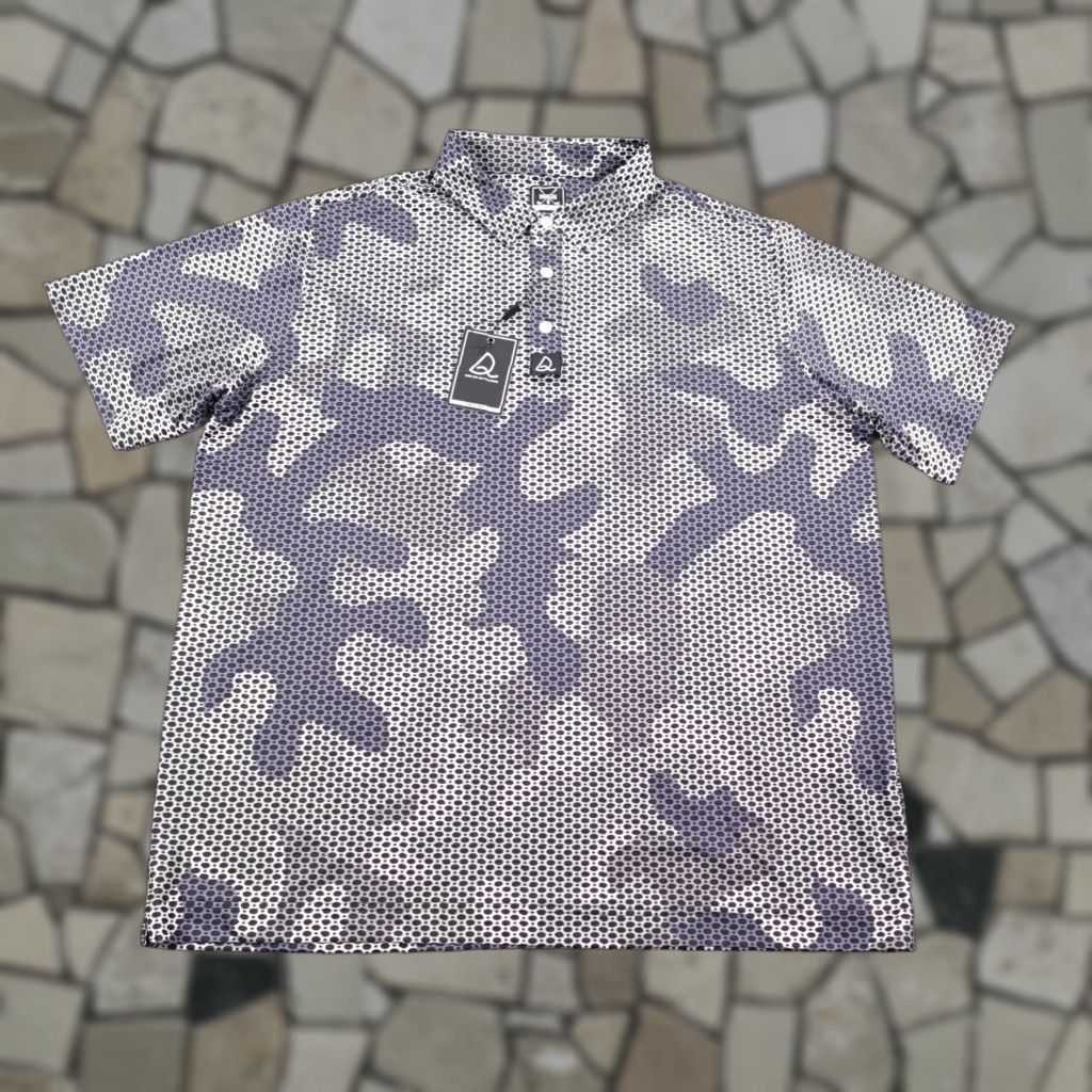 Deolax Shirt Mens 2XL Gray Camouflage Golf 4 Way Stretch Performance Breathable Lightweight Moisture Wicking Polyester Spandex NEW