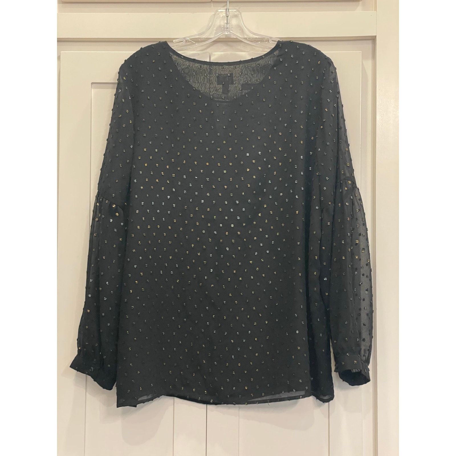 Other Dress Barn Black blouse with metallic accents LG Size L / US 10 / IT 46 - 2 Thumbnail