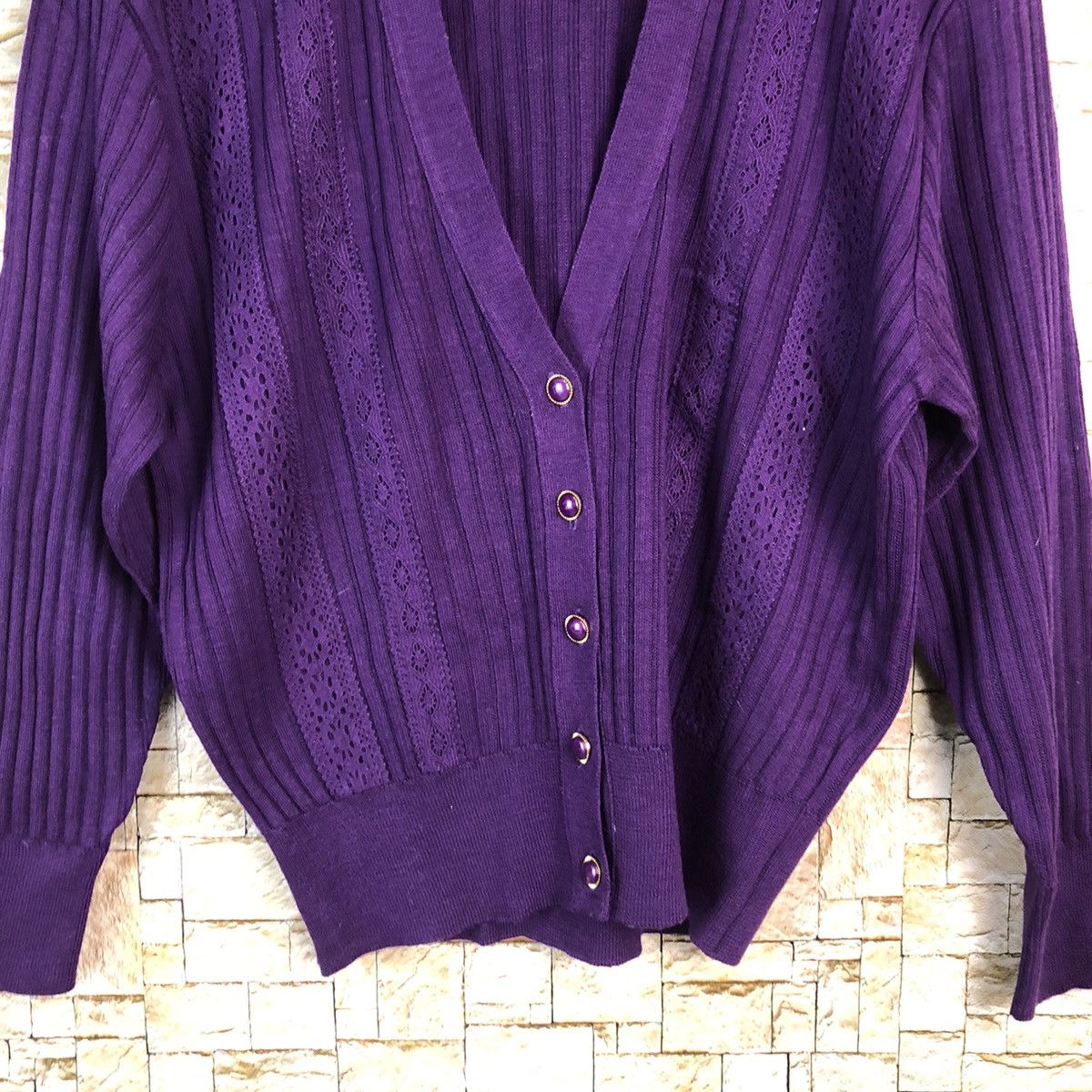 Homespun Knitwear × Japanese Brand Kosugi Purple vintage Cardigan Knitwear #A847 Size L / US 10 / IT 46 - 5 Thumbnail