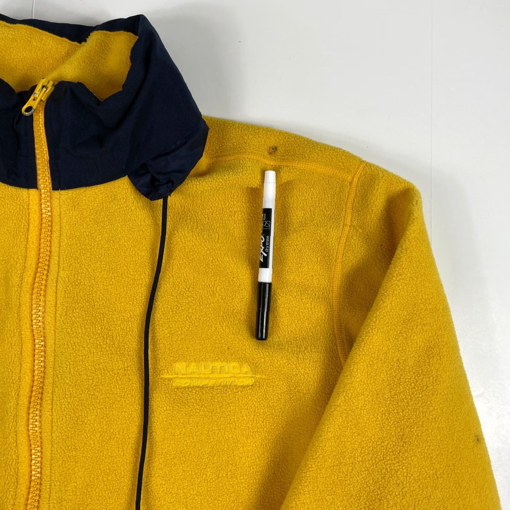Nautica VINTAGE Nautica Jacket Mens M Yellow Competition Fleece Full Zip Hooded Jersey Style Regular Wind-Resistant Embroidered Logo USA Size US M / EU 48-50 / 2 - 3 Thumbnail