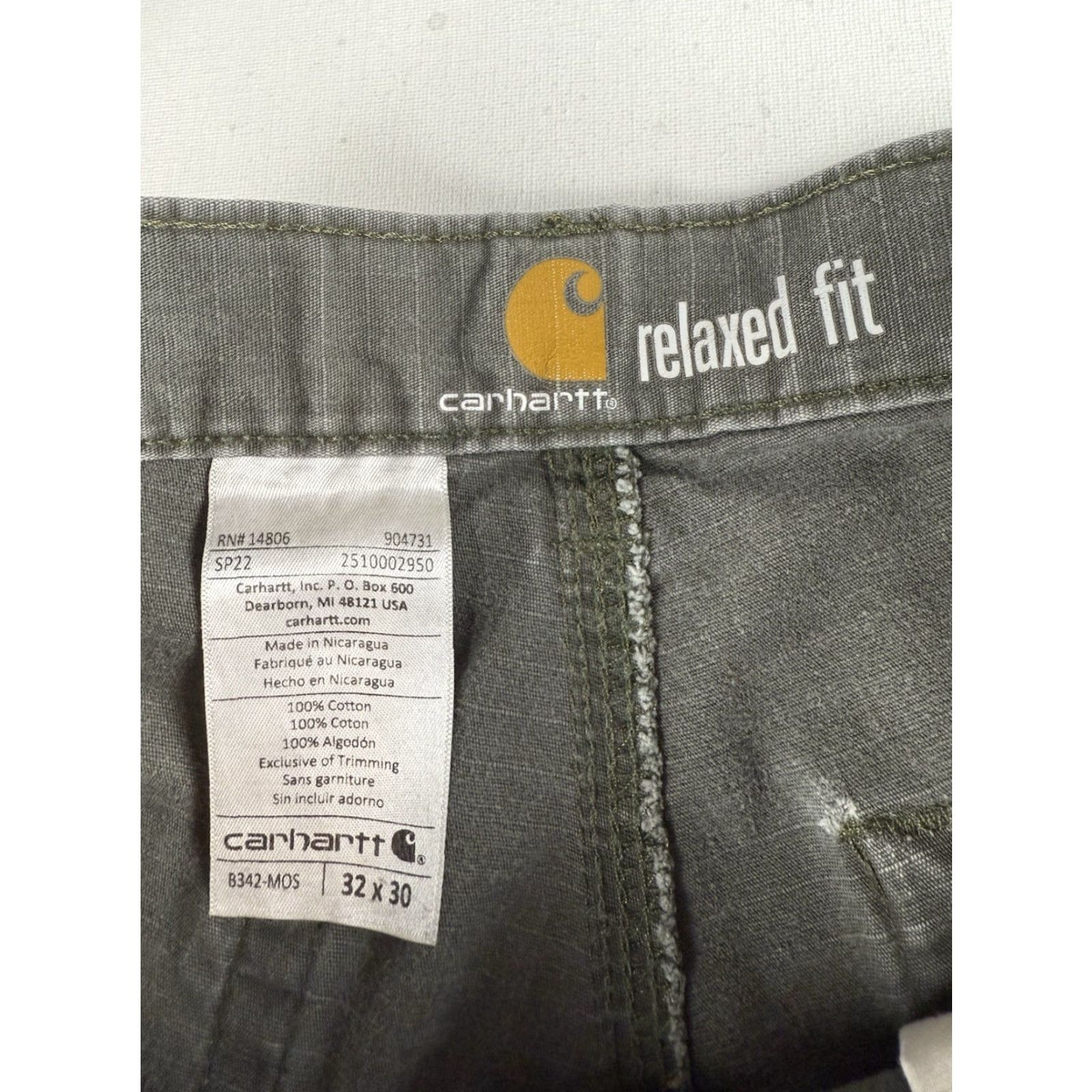 Carhartt Carhartt B342 Relaxed Fit Double Knee Pants Green Men's 32X30 Distressed Cargo Workwear Pants Size US 32 / EU 48 - 2 Thumbnail