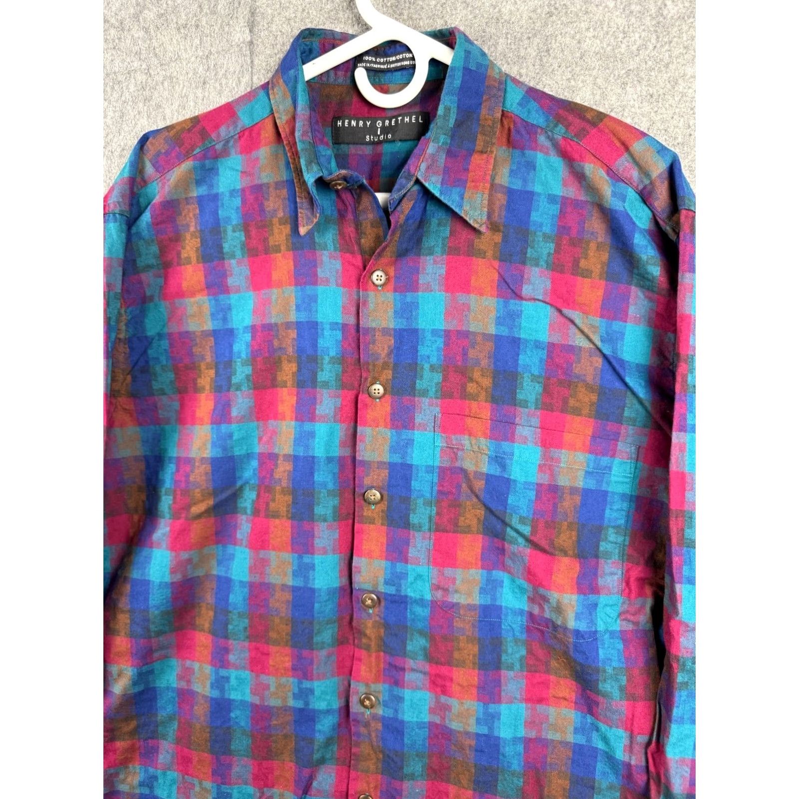 Vintage VINTAGE Henry Grethel Shirt Mens Medium Button Up Abstract Geometric Long Sleeve Size US M / EU 48-50 / 2 - 2 Thumbnail