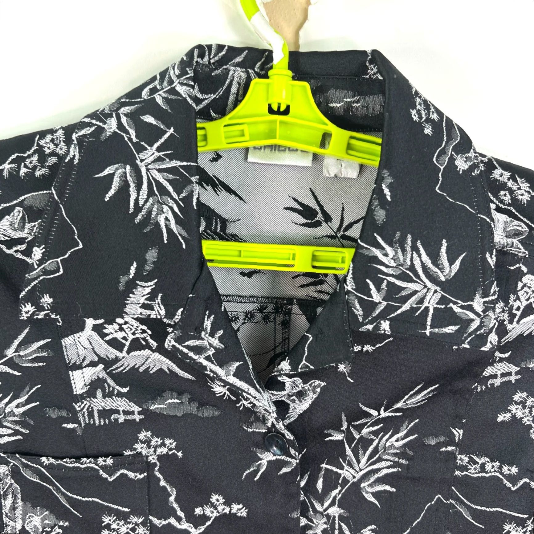 Vintage Chico's Blazer Shirt Womens Size M Black Embroidered Bonsai Garden Button Down Floral Vintage No Size M / US 6-8 / IT 42-44 - 2 Thumbnail