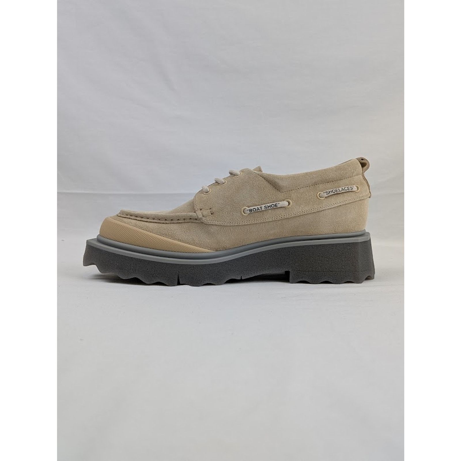 Off-White o1rshd1 Sponge Suede Boat Shoes in Beige Size US 12 / EU 45 - 1 Thumbnail