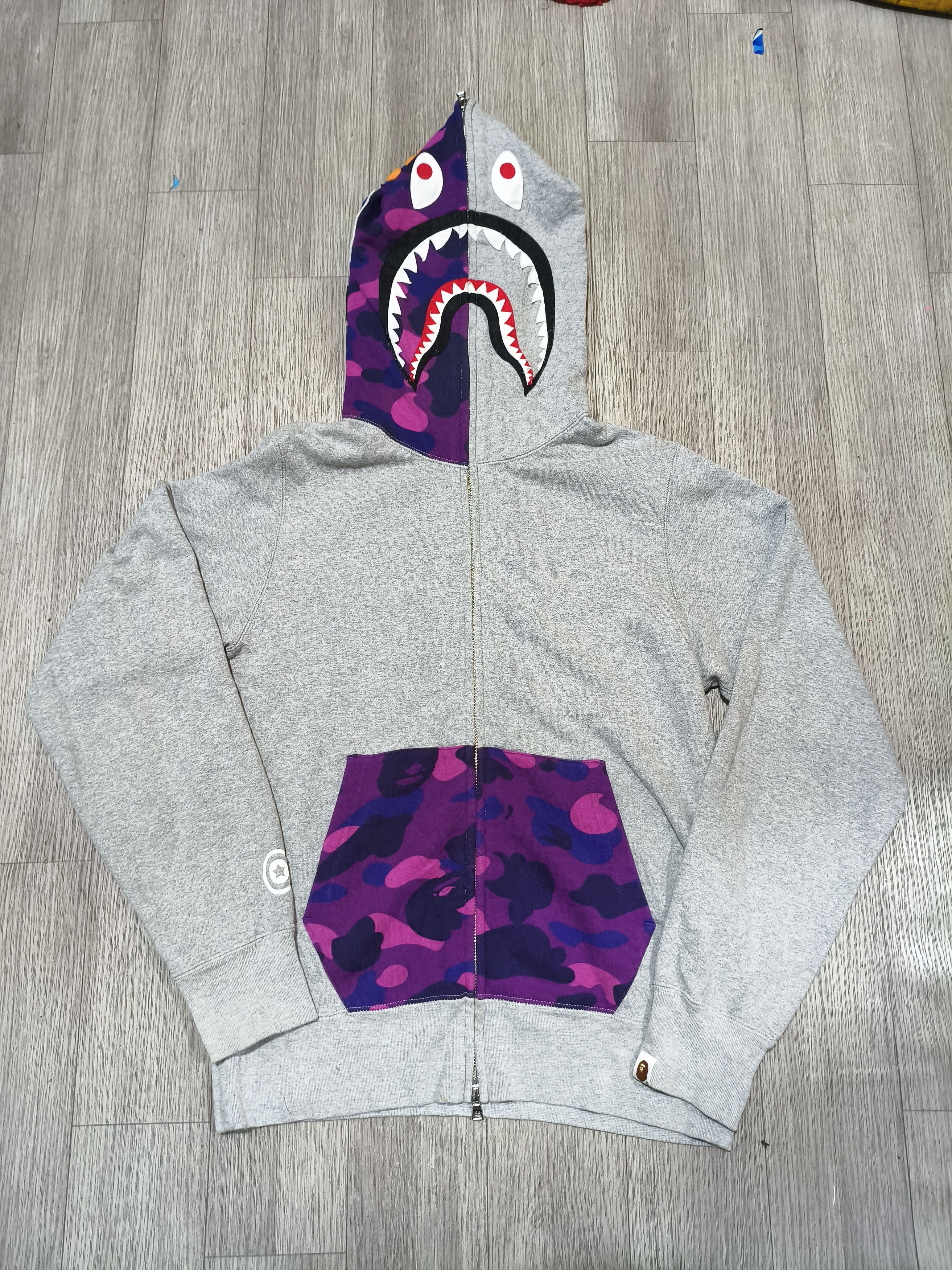 Bape Bape Grey X purple Camo shark full zip hoodie Size US M / EU 48-50 / 2 - 1 Thumbnail