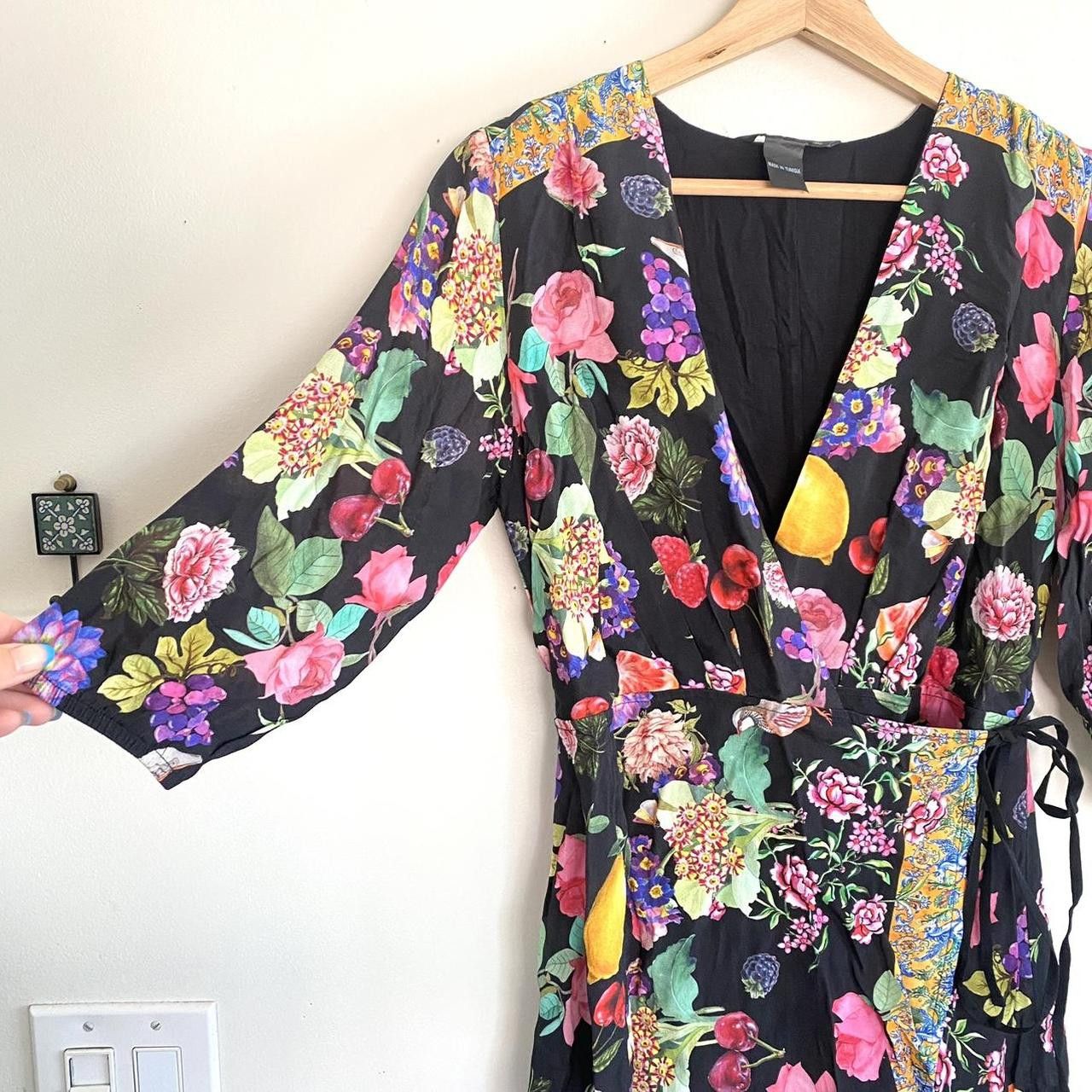 Desigual DESIGUAL BLACK MULTICOLOR WRAP MIDI DRESS WOMENS SIZE 36 XS Size XS / US 0-2 / IT 36-38 - 6 Thumbnail