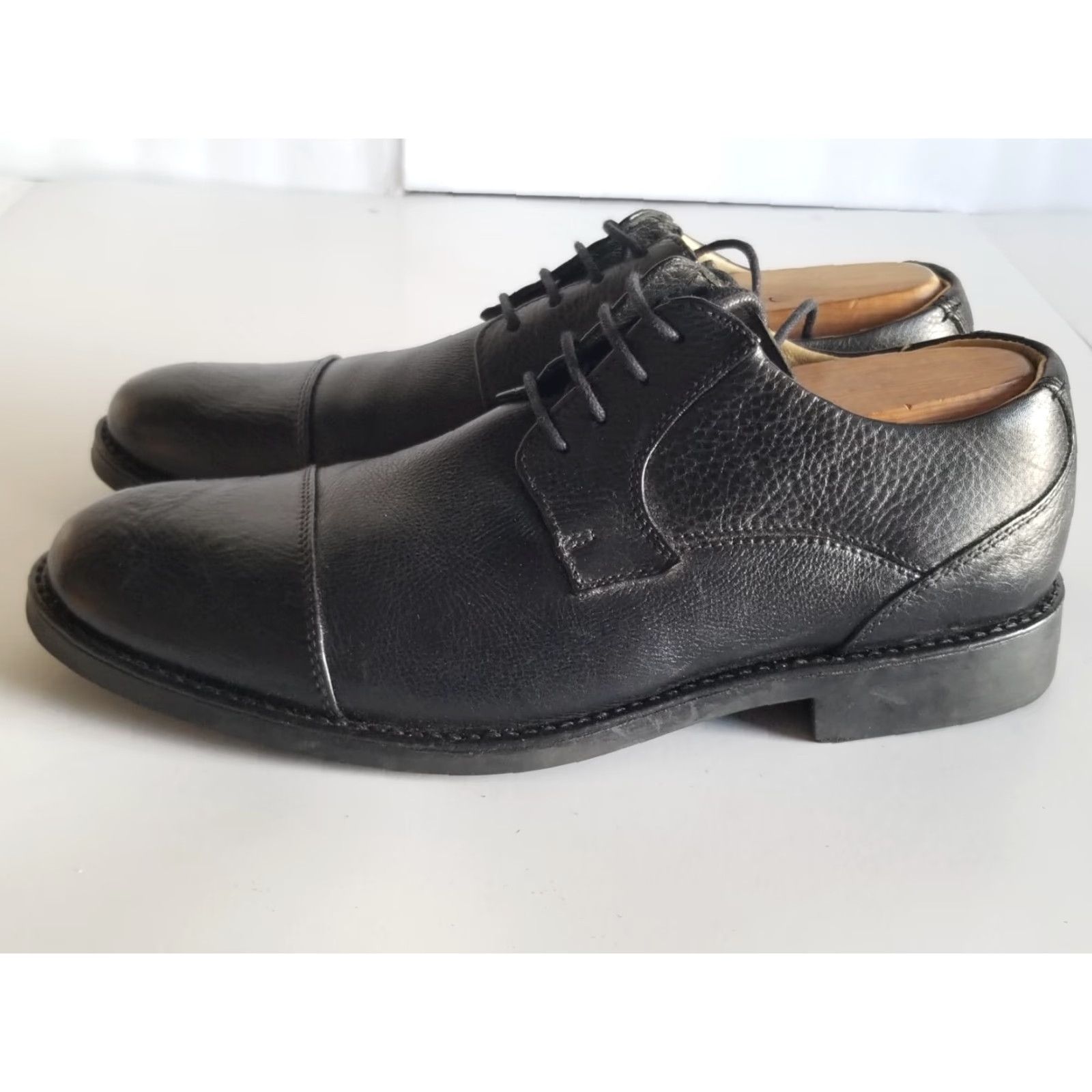 Vintage Belvedere Duke Dress Shoes Mens 9.5 D Oxford Black Leather Cap Toe Lace Up Size ONE SIZE - 5 Thumbnail