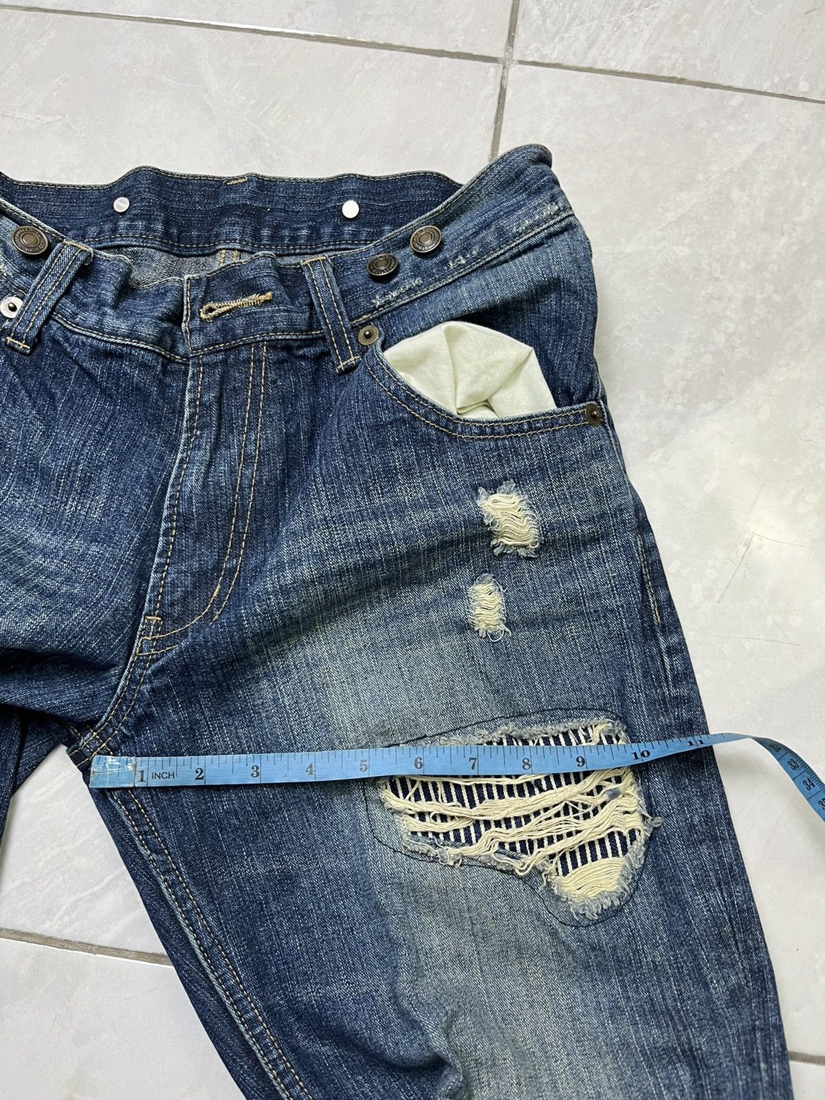 If Six Was Nine Distressed Vintage Blank Kurt Cobain style long pants jeans Size US 33 - 12 Thumbnail