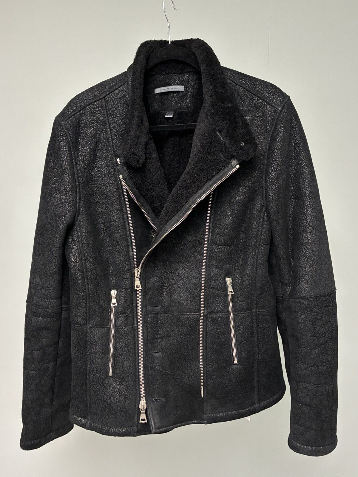 John Varvatos Asymmetrical Biker Shearling Jacket EU 50 USA 40 Size US M / EU 48-50 / 2 - 20 Thumbnail