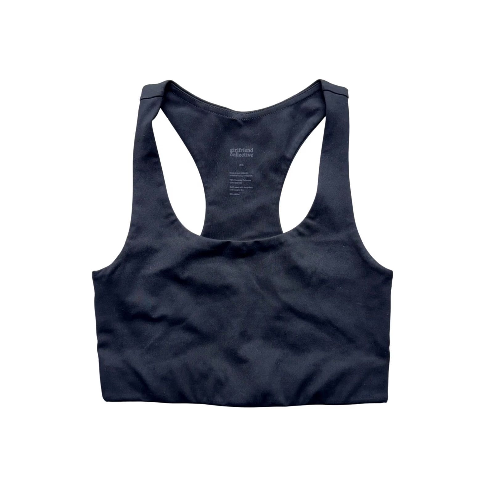 Girlfriend Collective Girlfriend Collective Black Racerback Sports Bra XS Recycled Polyester #9734 Ladies XS Black Racerback Sports Bra Size ONE SIZE - 2 Thumbnail