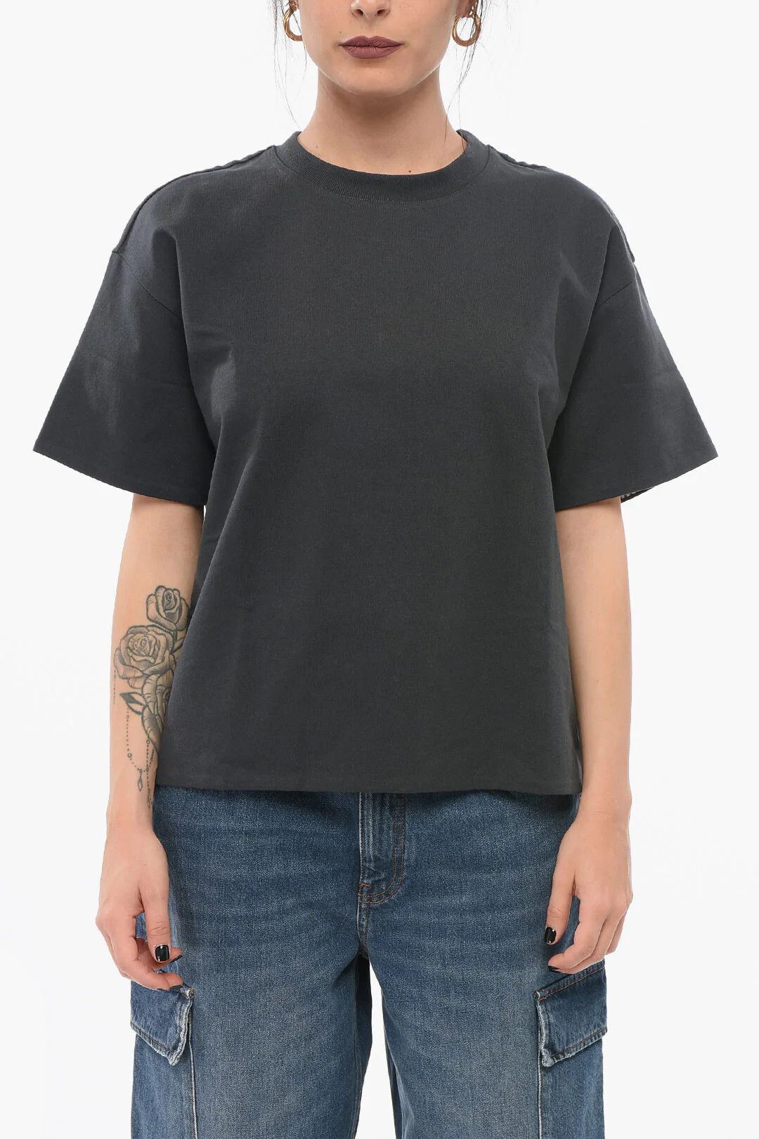 Bottega Veneta og1mm0426 Cotton Crewneck T-Shirt in Grey Size XS / US 0-2 / IT 36-38 - 1 Thumbnail