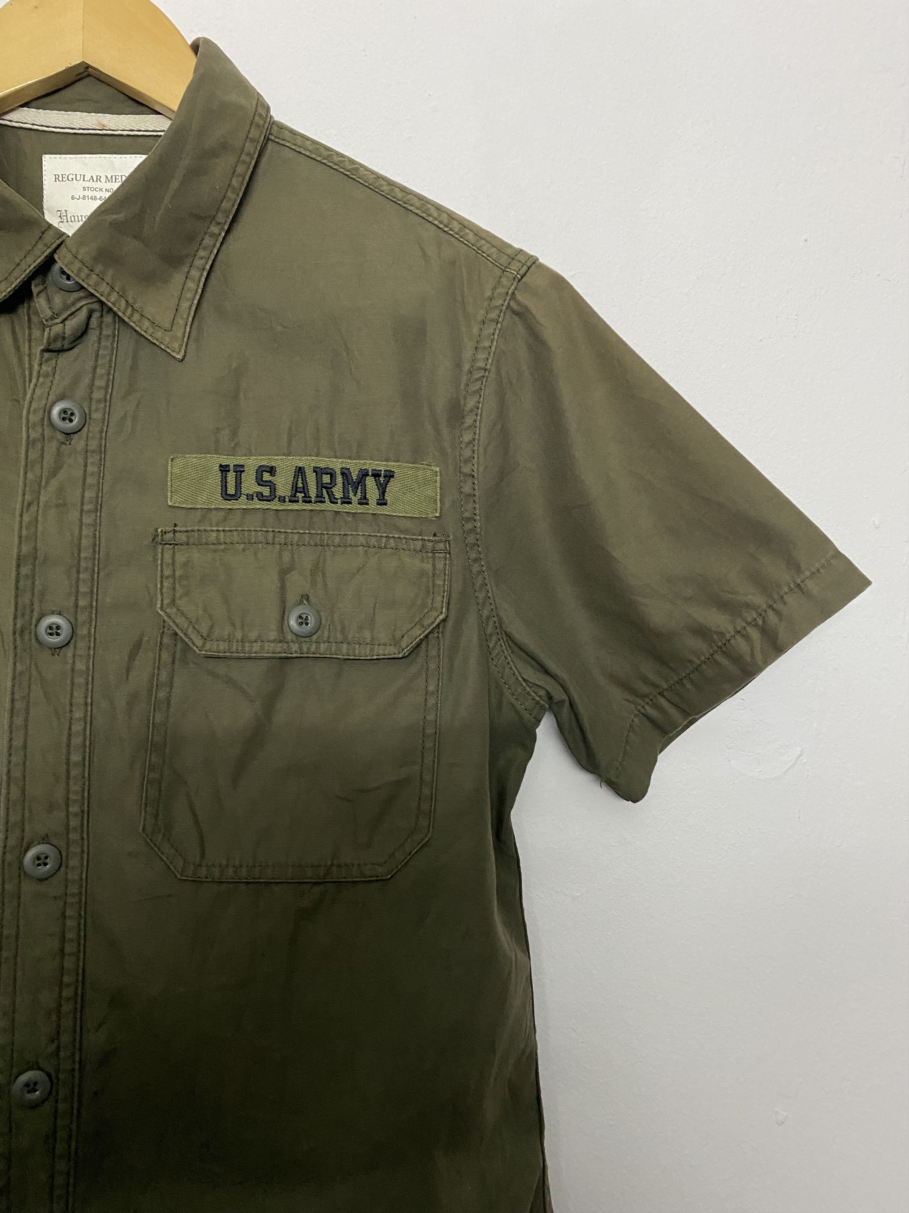 Other Houston Army Green Utility Shirt U.S. ARMY Patch Workwear Size US S / EU 44-46 / 1 - 6 Thumbnail