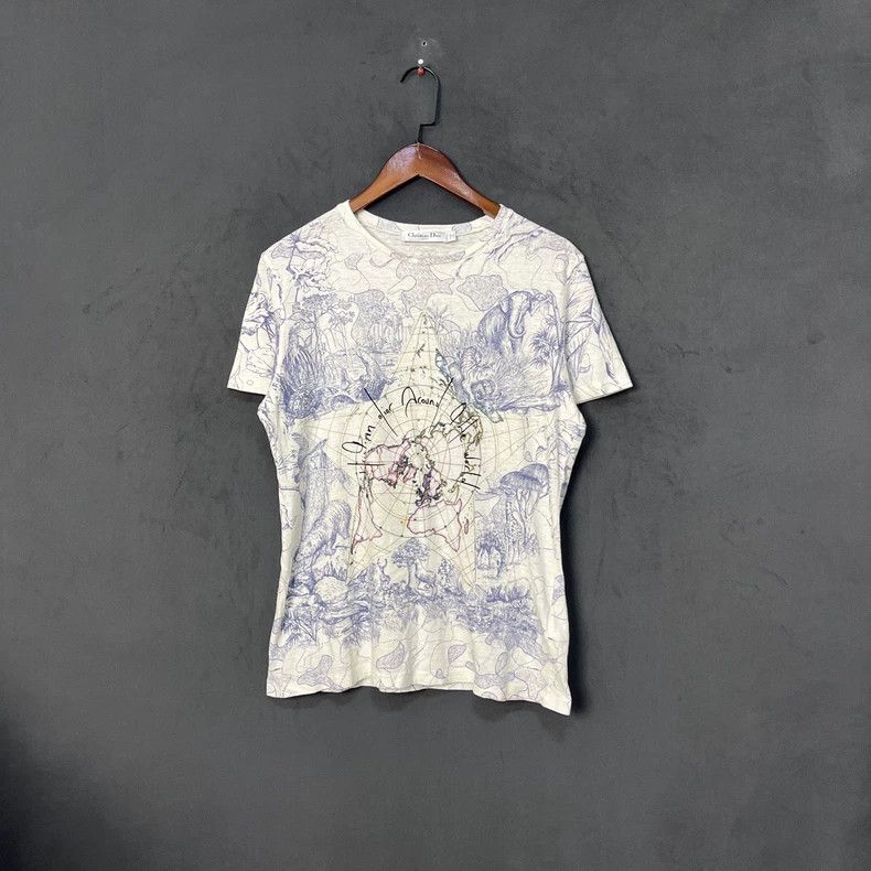 Dior White and blue zoo full print short sleeves