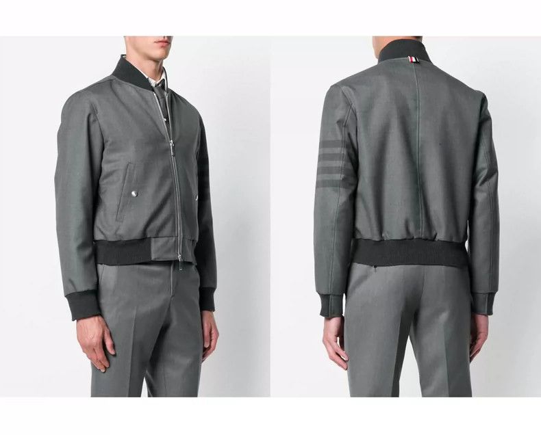 Thom Browne Thom Browne Medium gray dark four-bar baseball suit jacket Size US M / EU 48-50 / 2 - 7 Thumbnail