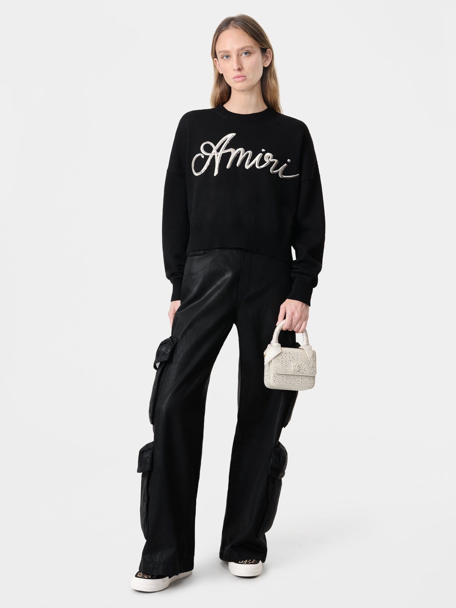 Amiri o1orln1025 MA Swirl Crewneck Sweater in Black Size M / US 6-8 / IT 42-44 - 2 Thumbnail