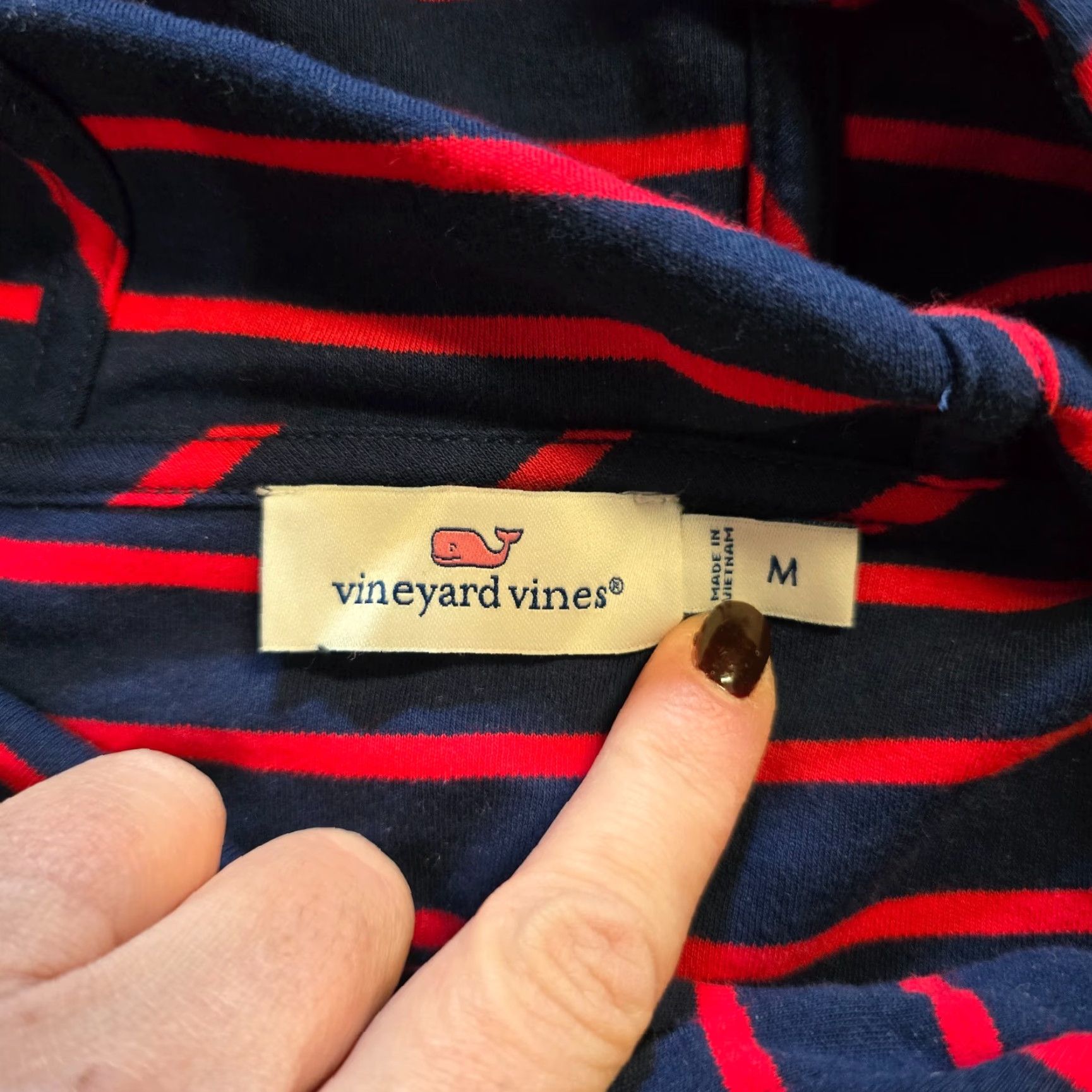 Vineyard Vines Vineyard Vines Hoodie Womens M Blue Red Stripe Preppy Nautical Sweatshirt Pullover Hooded Regular Knit Cotton Logo Modern Spring Fall Winter Size M / US 6-8 / IT 42-44 - 5 Thumbnail