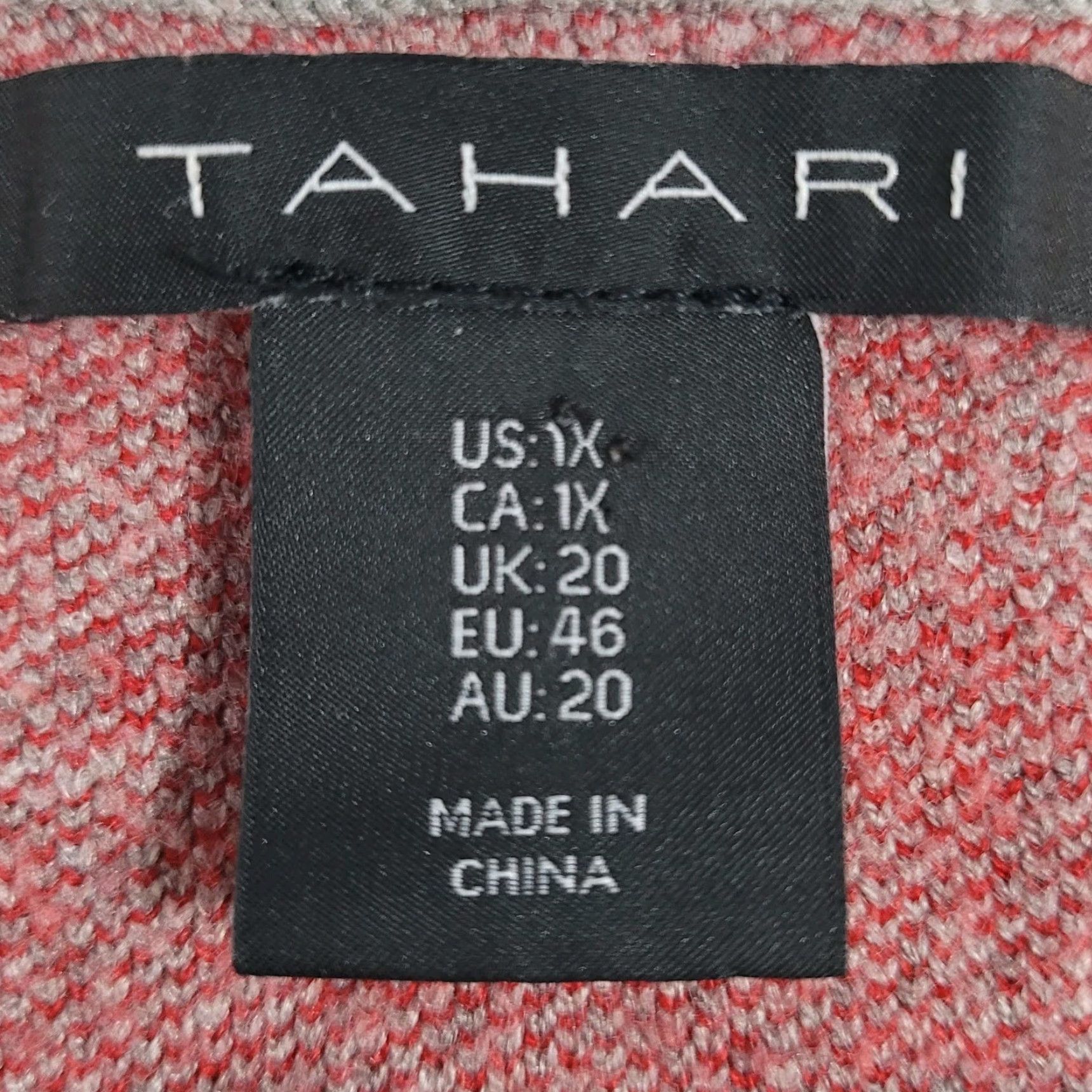 Vintage Tahari Sweater Shirt 1X Womens Casual Classic Check 3/4 Sleeve Pullover Grey Red Size XL / US 12-14 / IT 48-50 - 3 Thumbnail