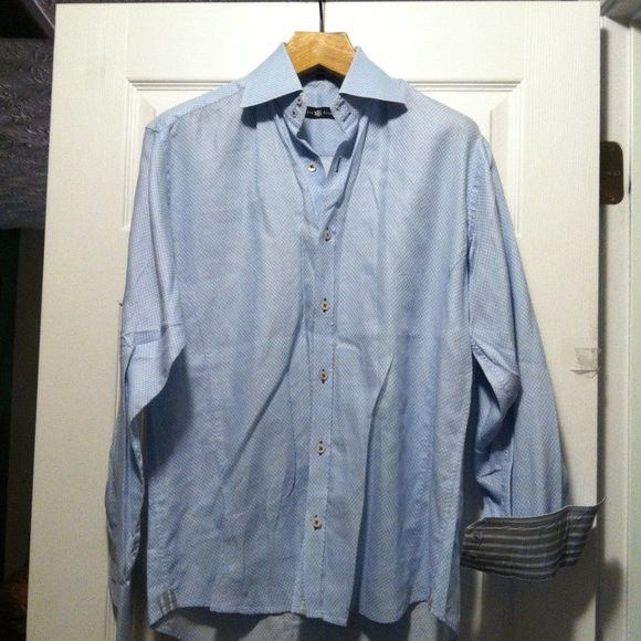 STONE ROSE MEN'S BLUE 100%COTTON CASUAL SHIRT SIZE: 3(L)
