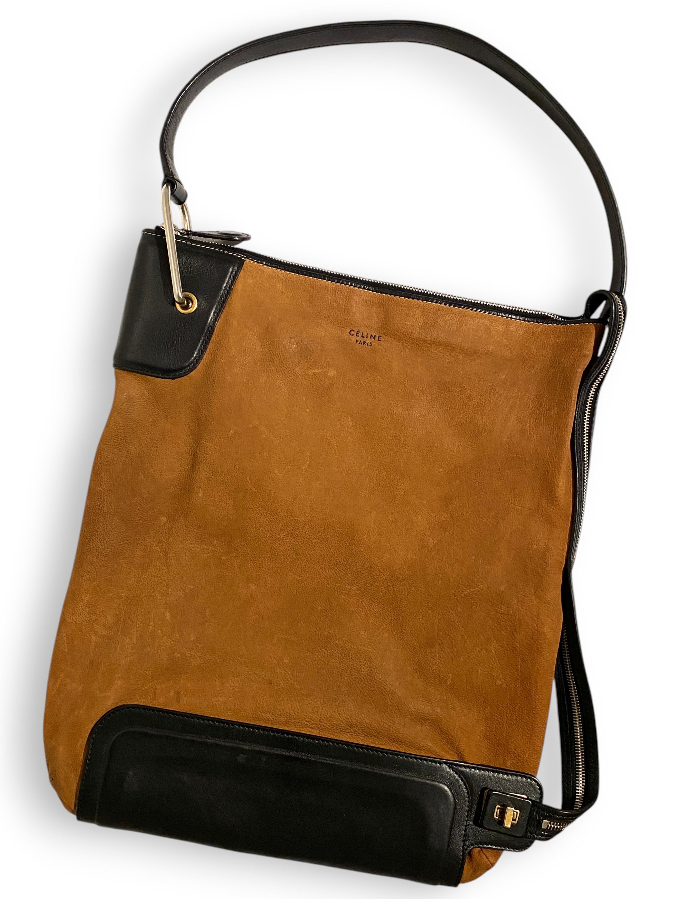 Celine Celine Cabas Logo Brown Leather Shoulder Handbag Bag Y2K Size ONE SIZE - 3 Thumbnail