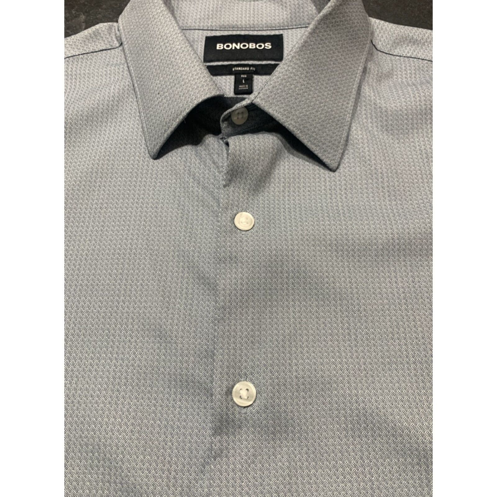 Bonobos Bonobos Standard Fit Button-Up Shirt - Light Gray - Size L - Casual Long Sleeve Cotton - Mens Size US L / EU 52-54 / 3 - 5 Thumbnail