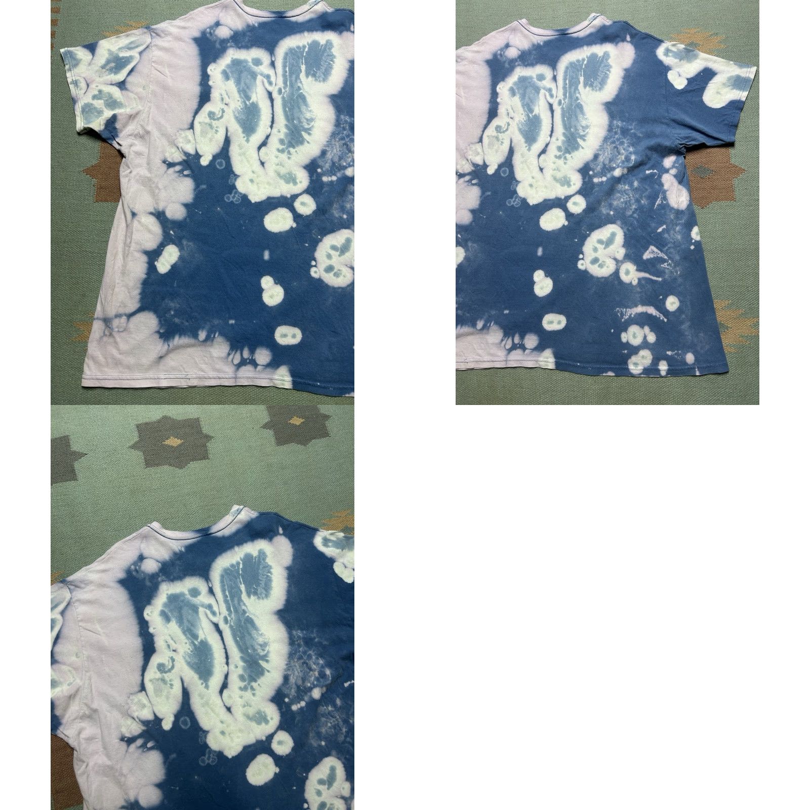 Hanes Hanes Pocket T Shirt Bleach Tie Dye Blue White Hippie Cotton Distressed XL Men Regular Pockets Size US XL / EU 56 / 4 - 8 Thumbnail