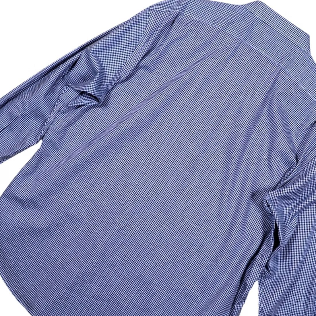 Vintage Esquire Dress Shirt Mens Slim Fit Gingham Blue White XXL 18-32/33 Non Iron Size 48R - 4 Thumbnail
