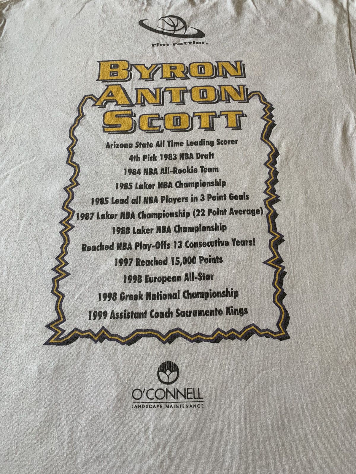 Anvil × NBA Vintage NBA Los Angeles Lakers Byron Scott Tshirt Size US XL / EU 56 / 4 - 4 Thumbnail