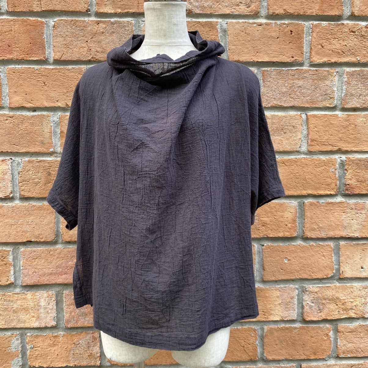 Japanese Brand bx bi eks Black Crinkled Cowl Neck Top Size XS / US 0-2 / IT 36-38 - 7 Thumbnail