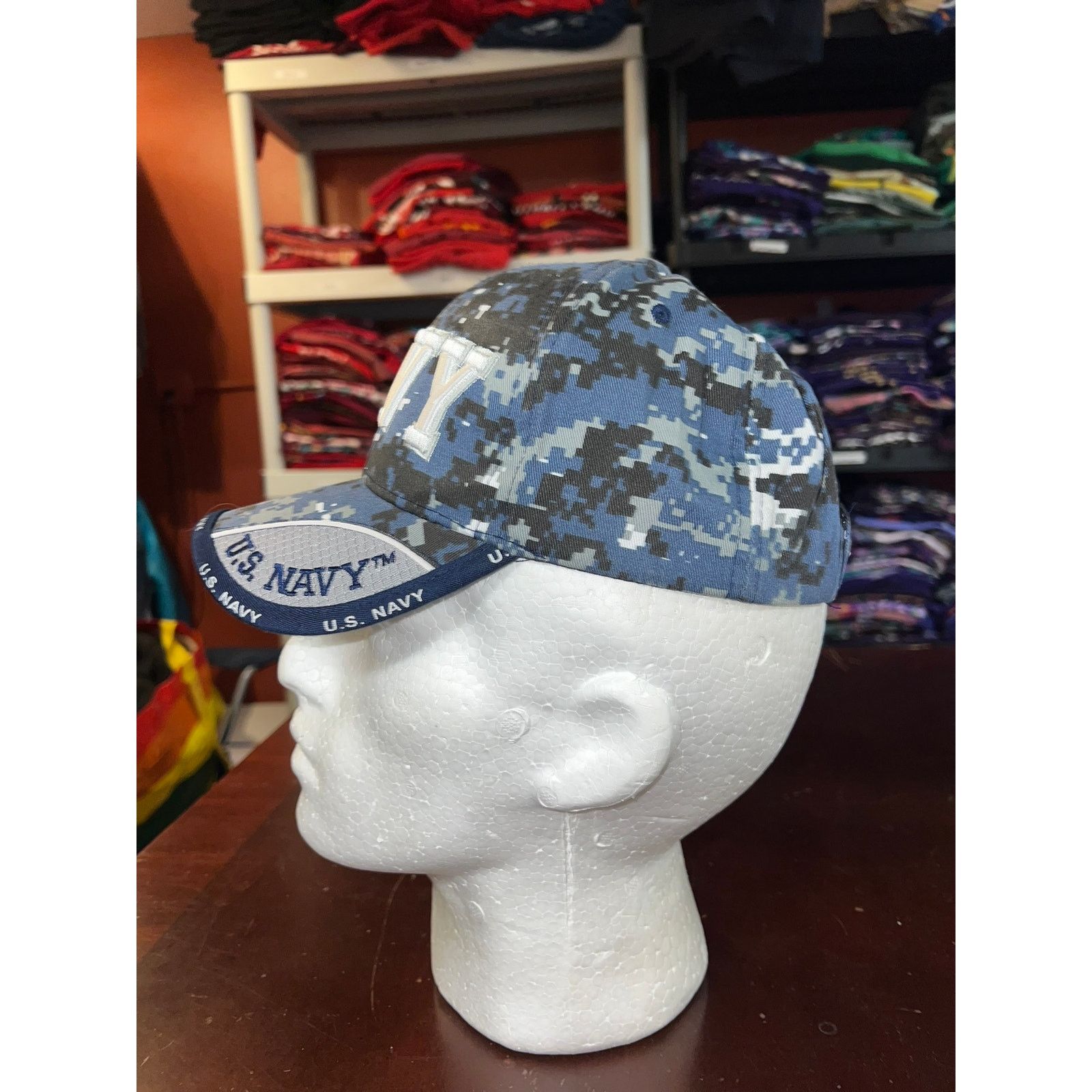 Vintage US Navy Hat United States Blue Camo Cap Headwear OS Size ONE SIZE - 3 Thumbnail