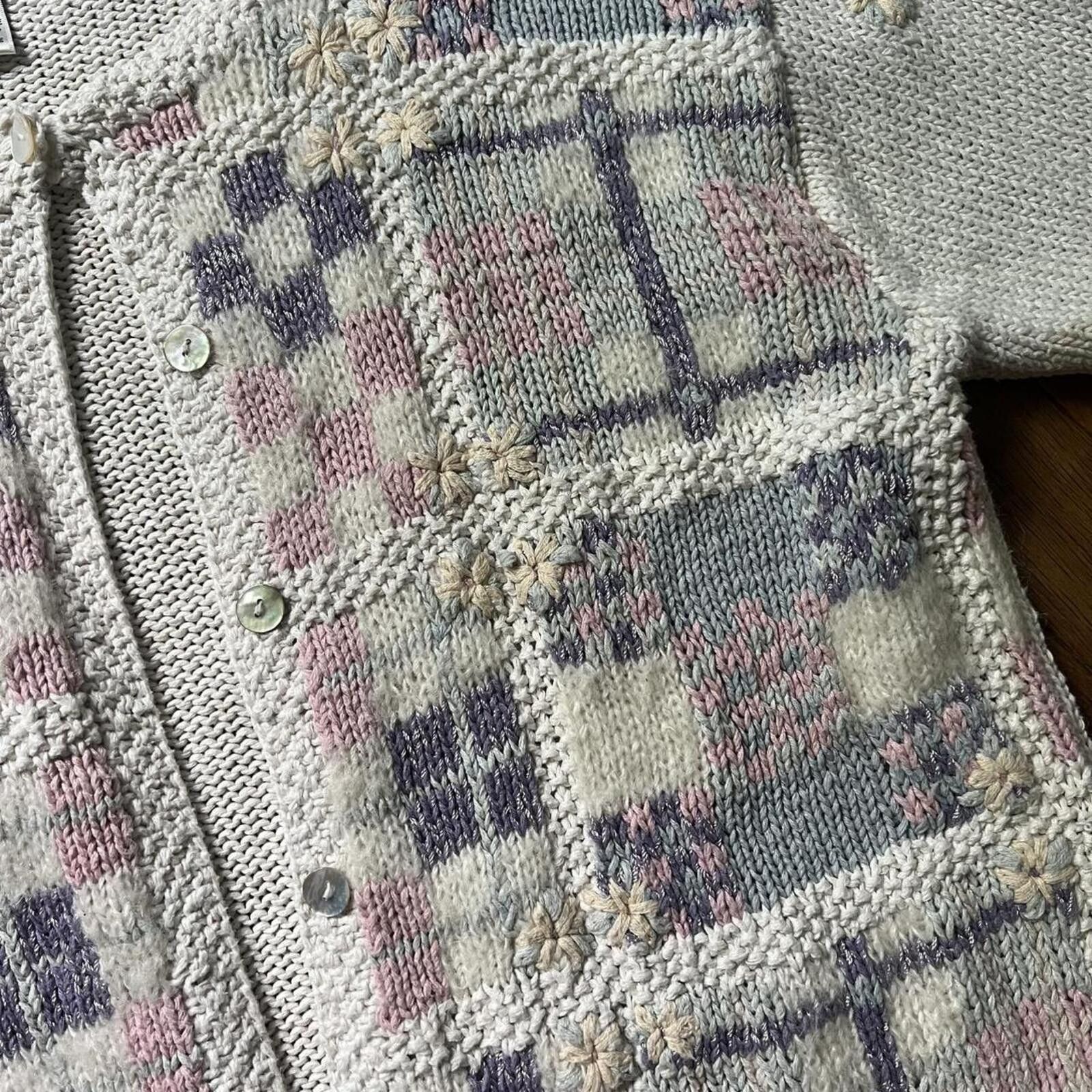 Other Casual Corner Vintage Pastel Patchwork Cardigan Size M / US 6-8 / IT 42-44 - 4 Thumbnail