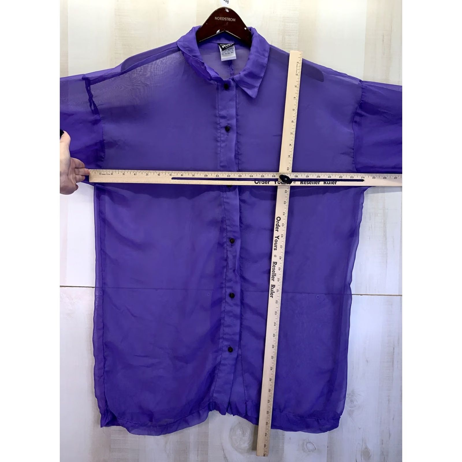 Vintage VINTAGE Knapp Studios Shirt Dress Womens Small USA Made-8655 Pink Purple Sheer Polyester 1990s-2000s Men/Women? Size S / US 4 / IT 40 - 4 Thumbnail