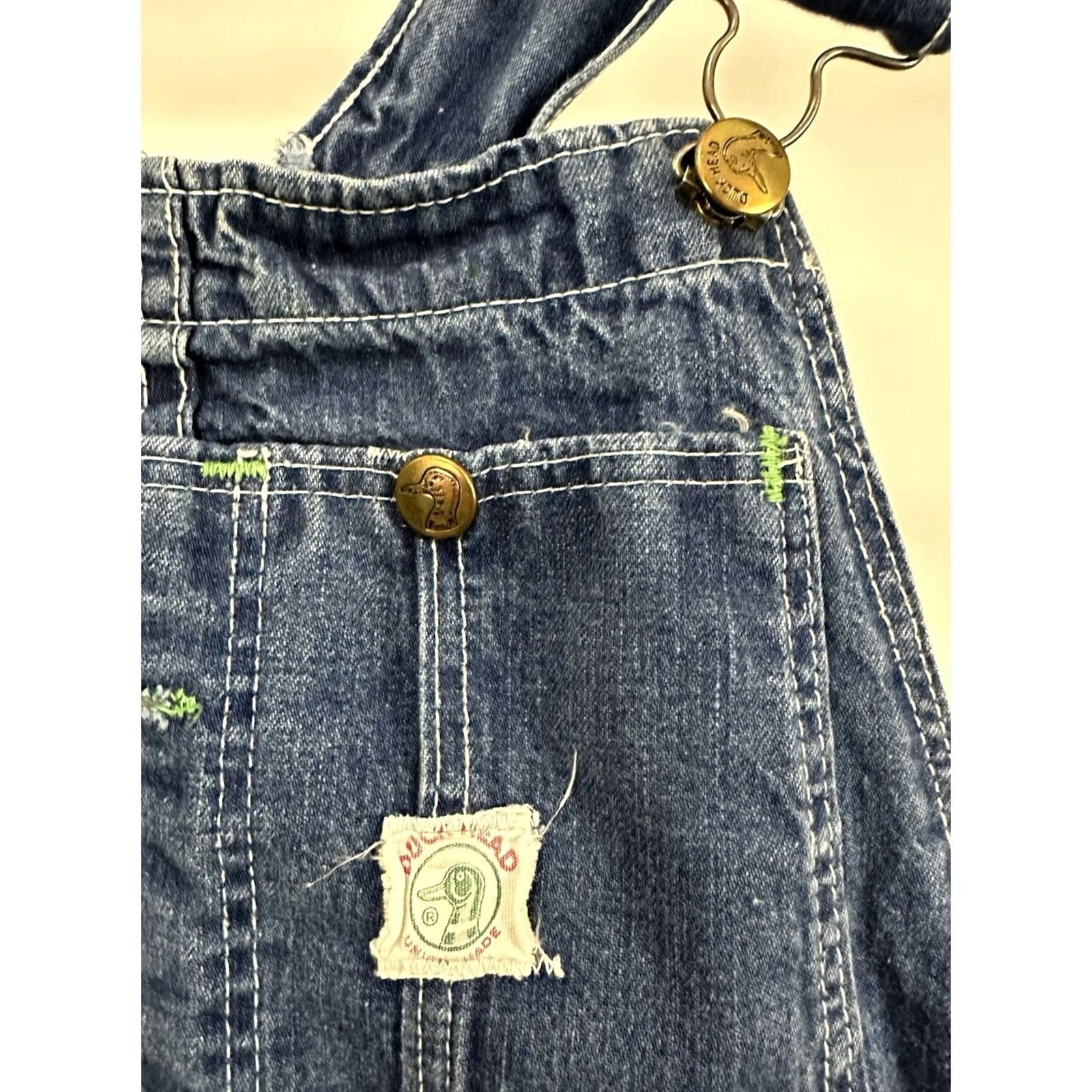 Vintage VTG Duck Head 30x28 Denim Bib Overalls RARE Size Mens Blue Jeans Duck Head Straight 40s Vintage Overalls Size US 30 / EU 46 - 6 Thumbnail