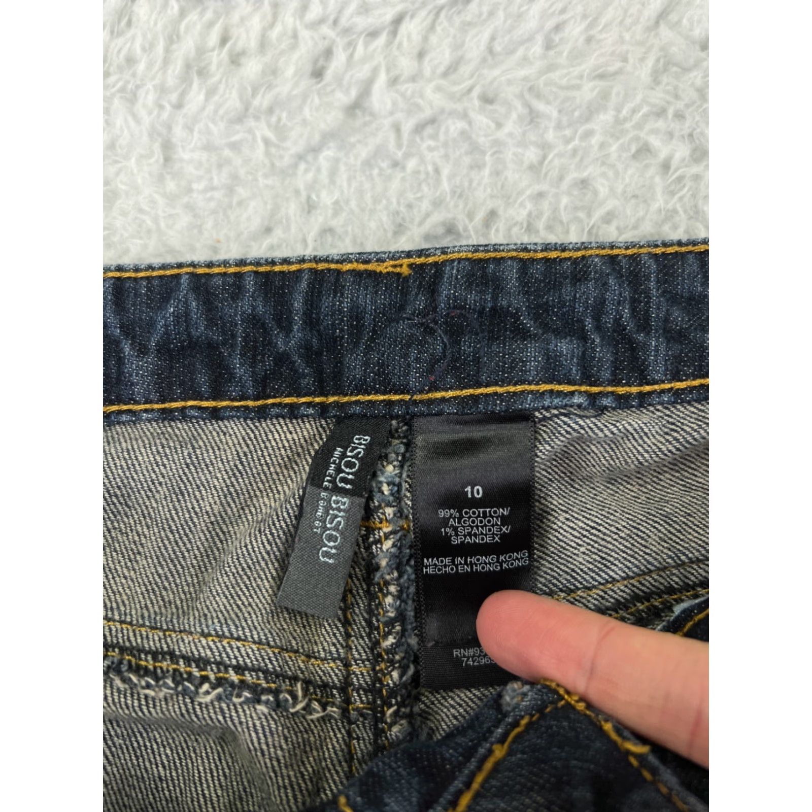 Vintage BISOU BISOU Jeans Womens 10 Flared Dark Blue Denim Cotton 31x31 Distressed Size 32" / US 10 / IT 46 - 6 Thumbnail