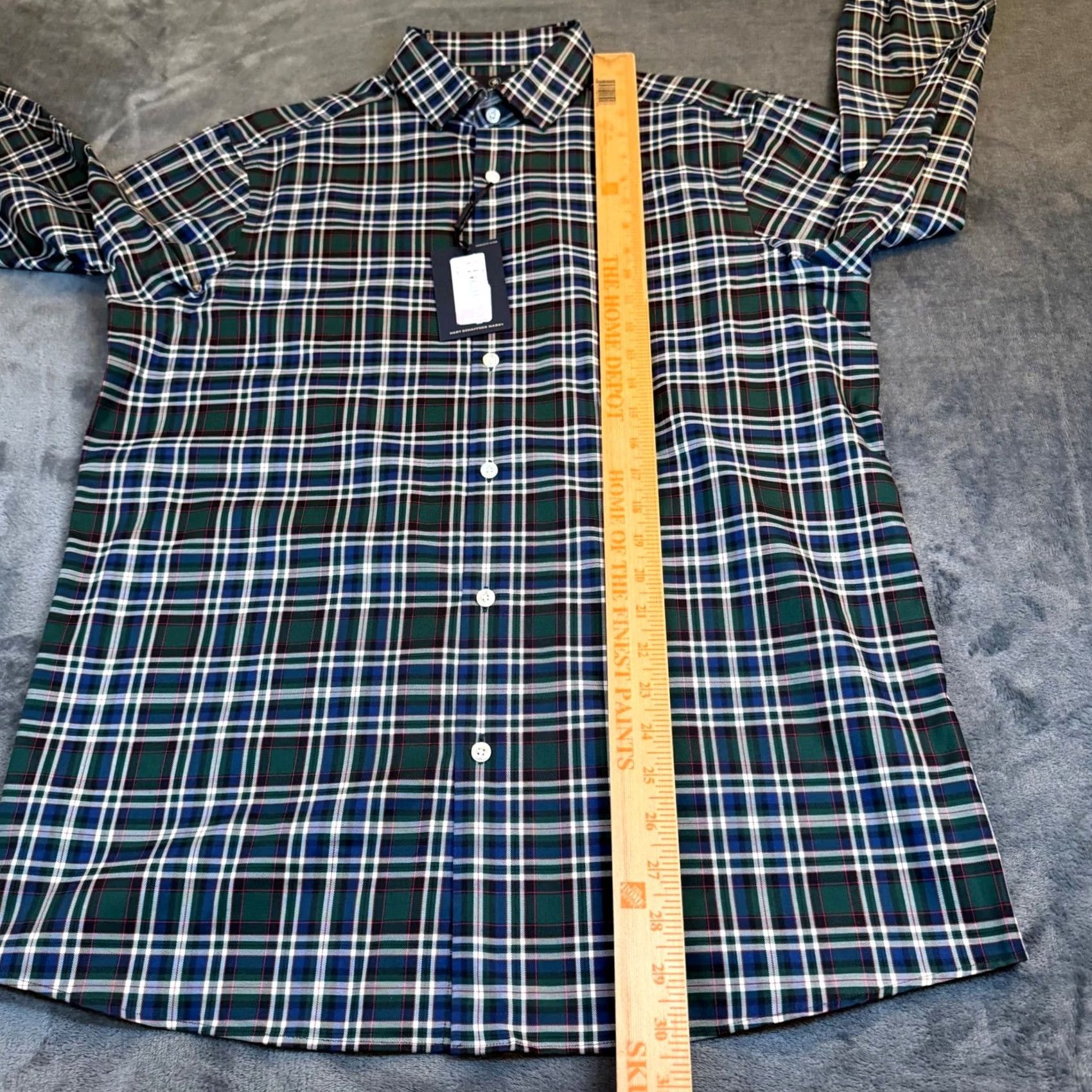 Hart Schaffner Marx Hart Schaffner Marx Button-Down Shirt Green Plaid Men M NWT Stretch Comfort Size US M / EU 48-50 / 2 - 7 Thumbnail